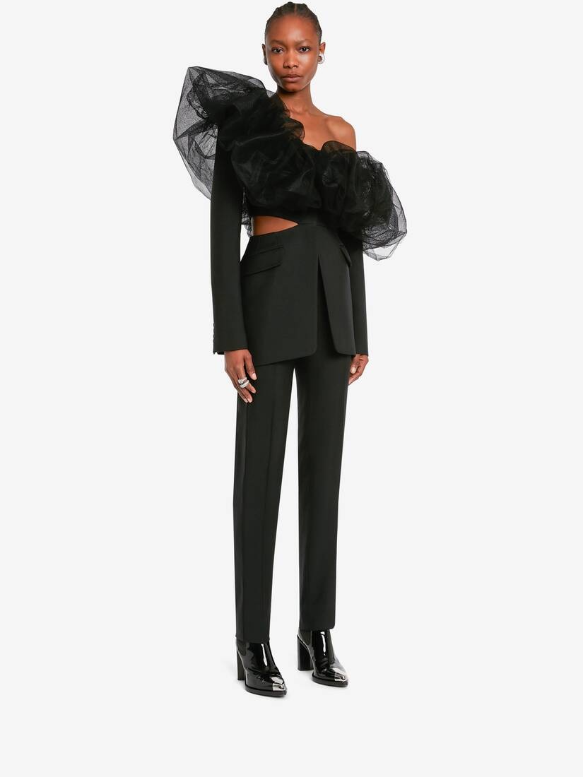 Women's Exploded Neckline Slashed Jacket in Black - 3