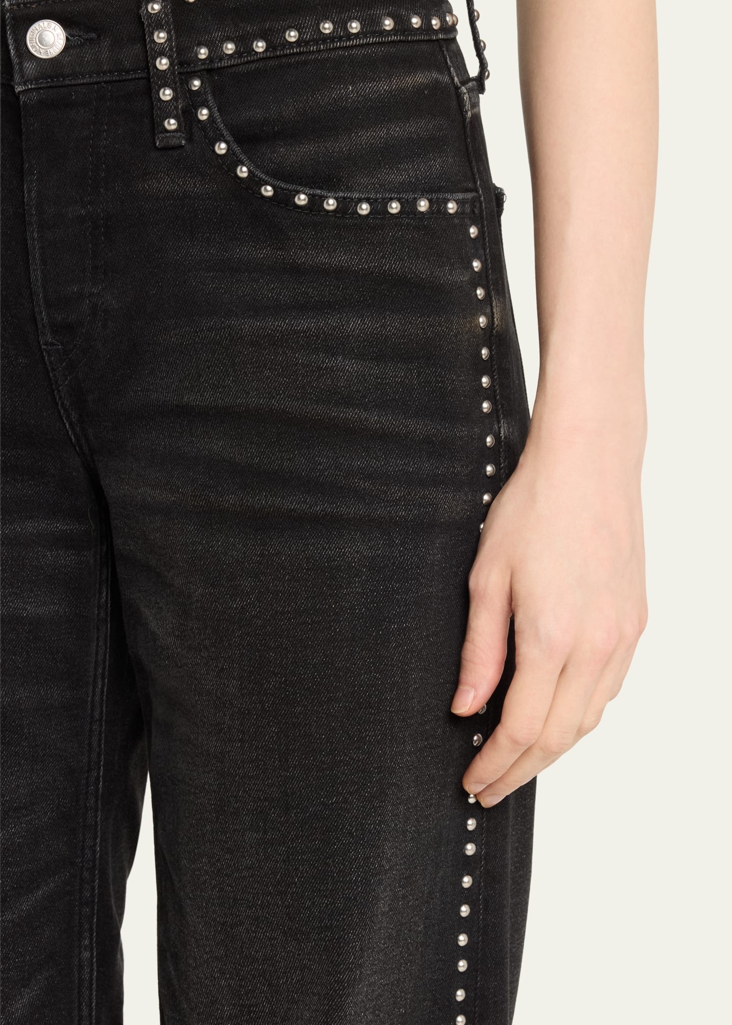 Studded Mid-Rise Wide-Leg Jeans - 5