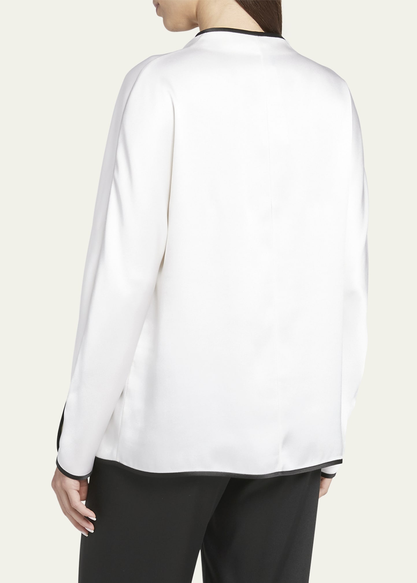 Tassel Silk Blouse with Contrast Tipping - 3