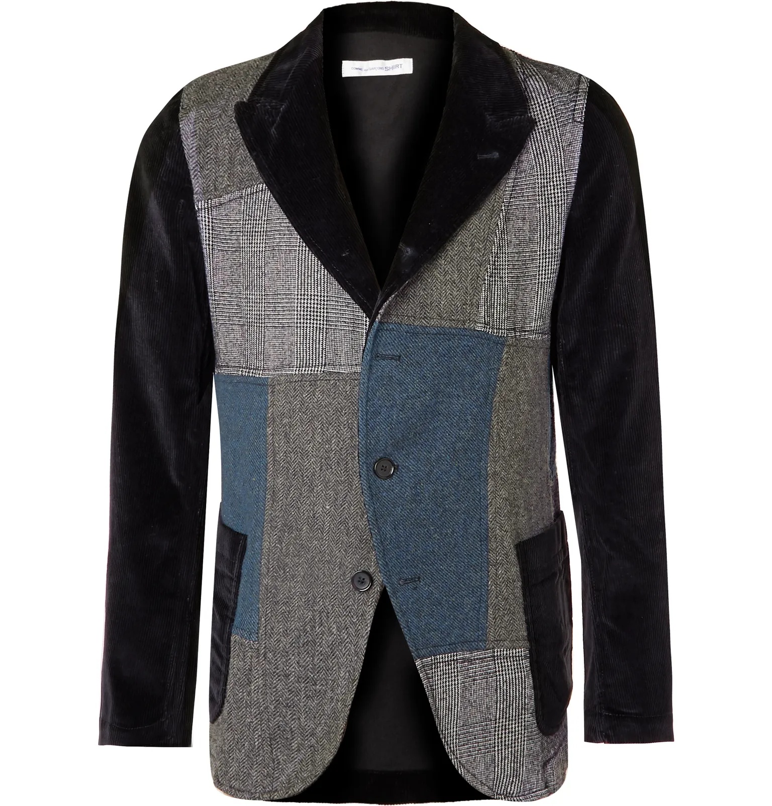 Patchwork Cotton-Corduroy and Wool Blazer - 1