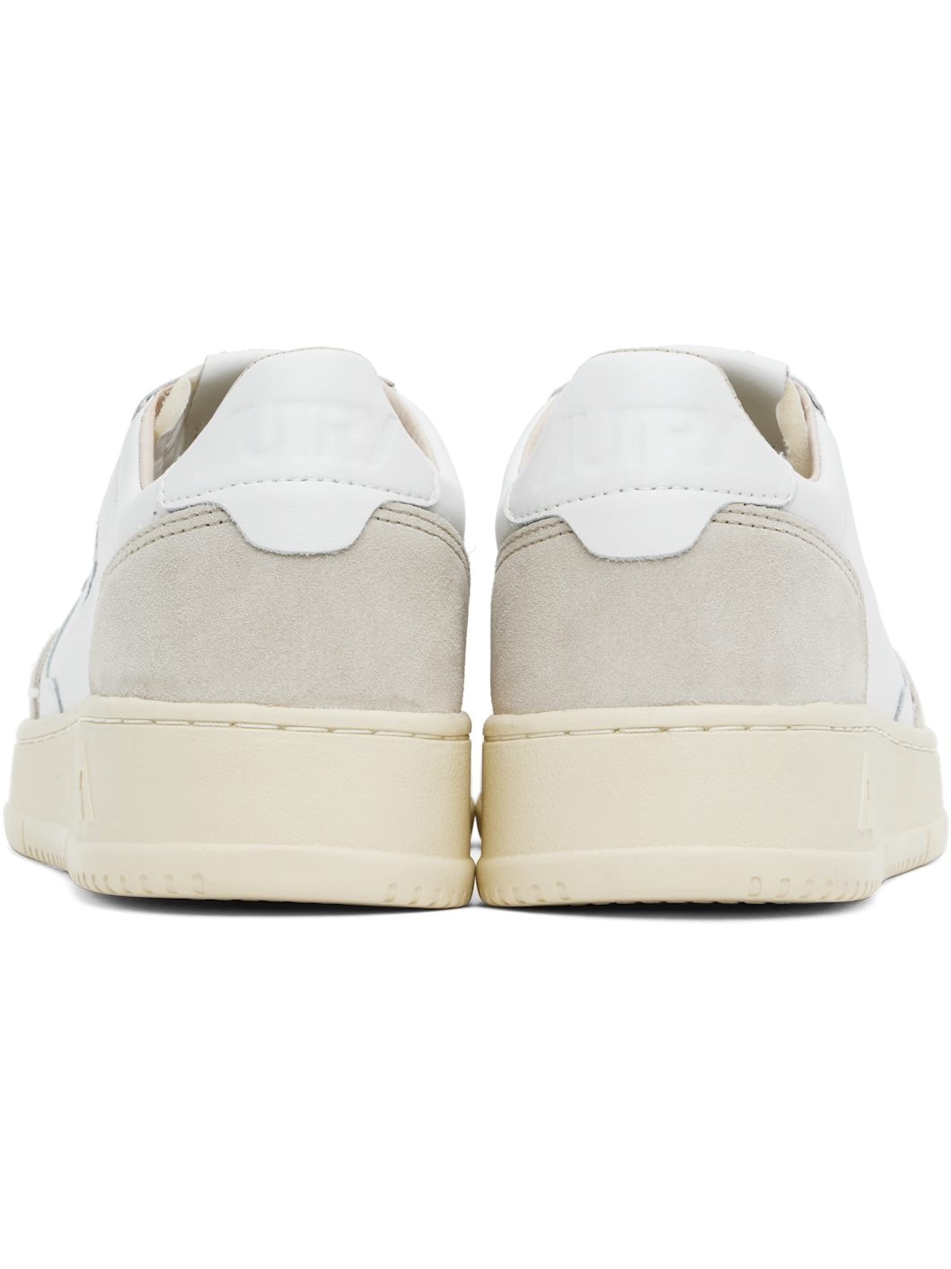 White & Taupe Medalist Low Sneakers - 2