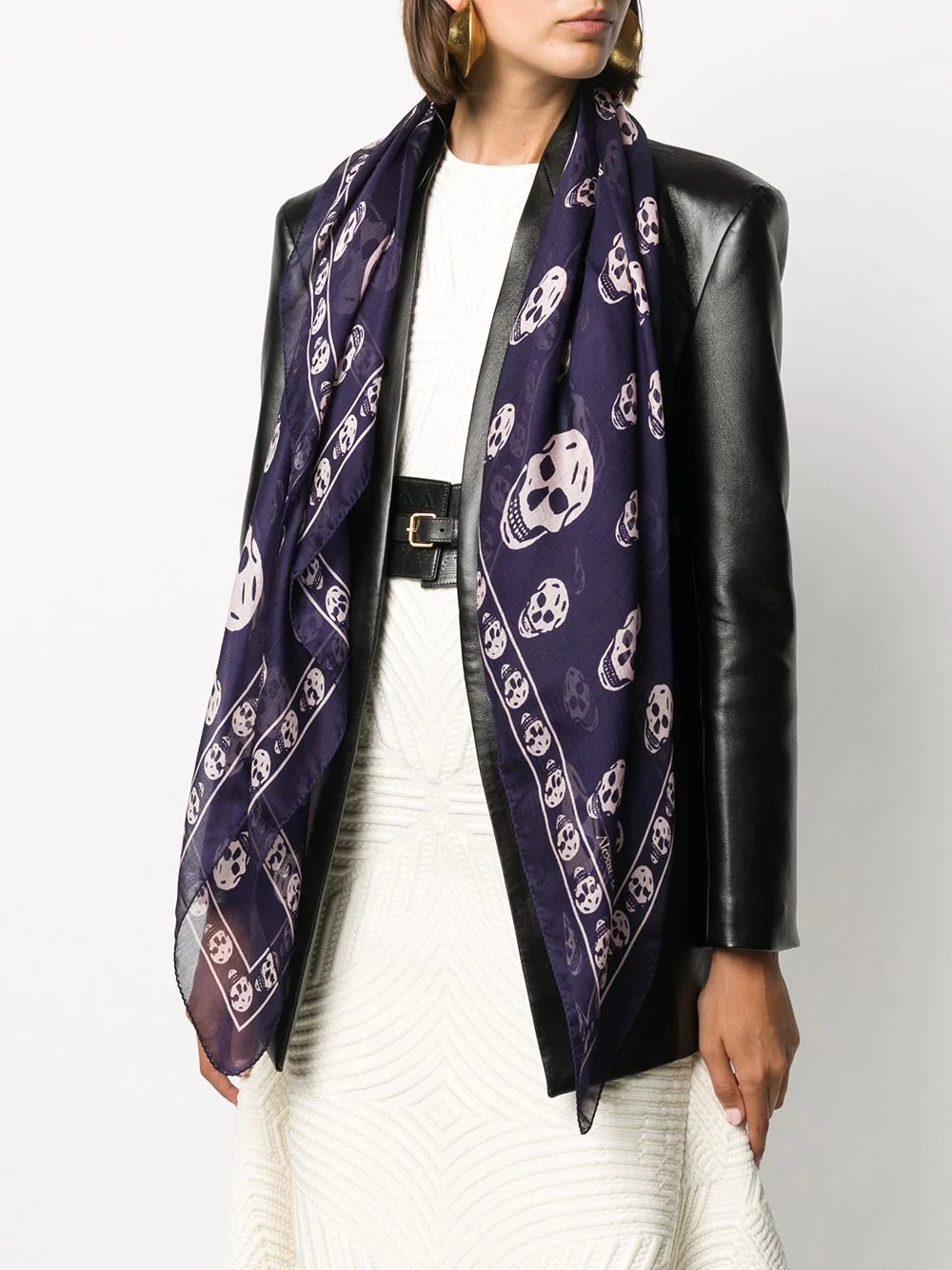 skull-print silk scarf - 2