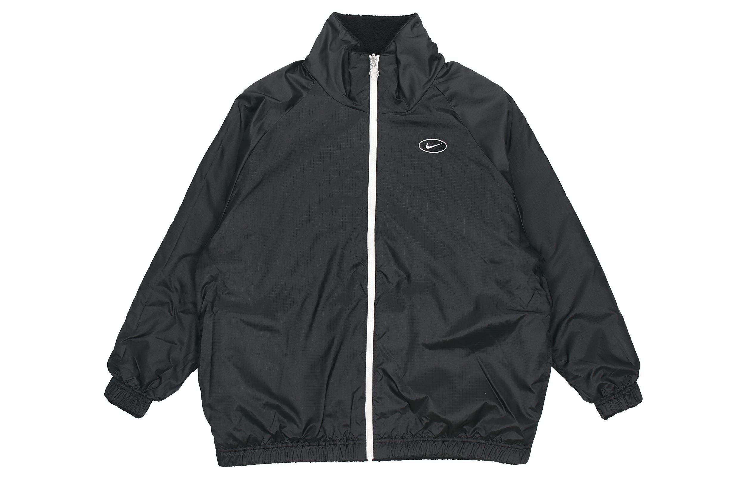 (WMNS) Nike Large Logo Reversible lamb's wool Jacket Black CZ4064-010 - 3