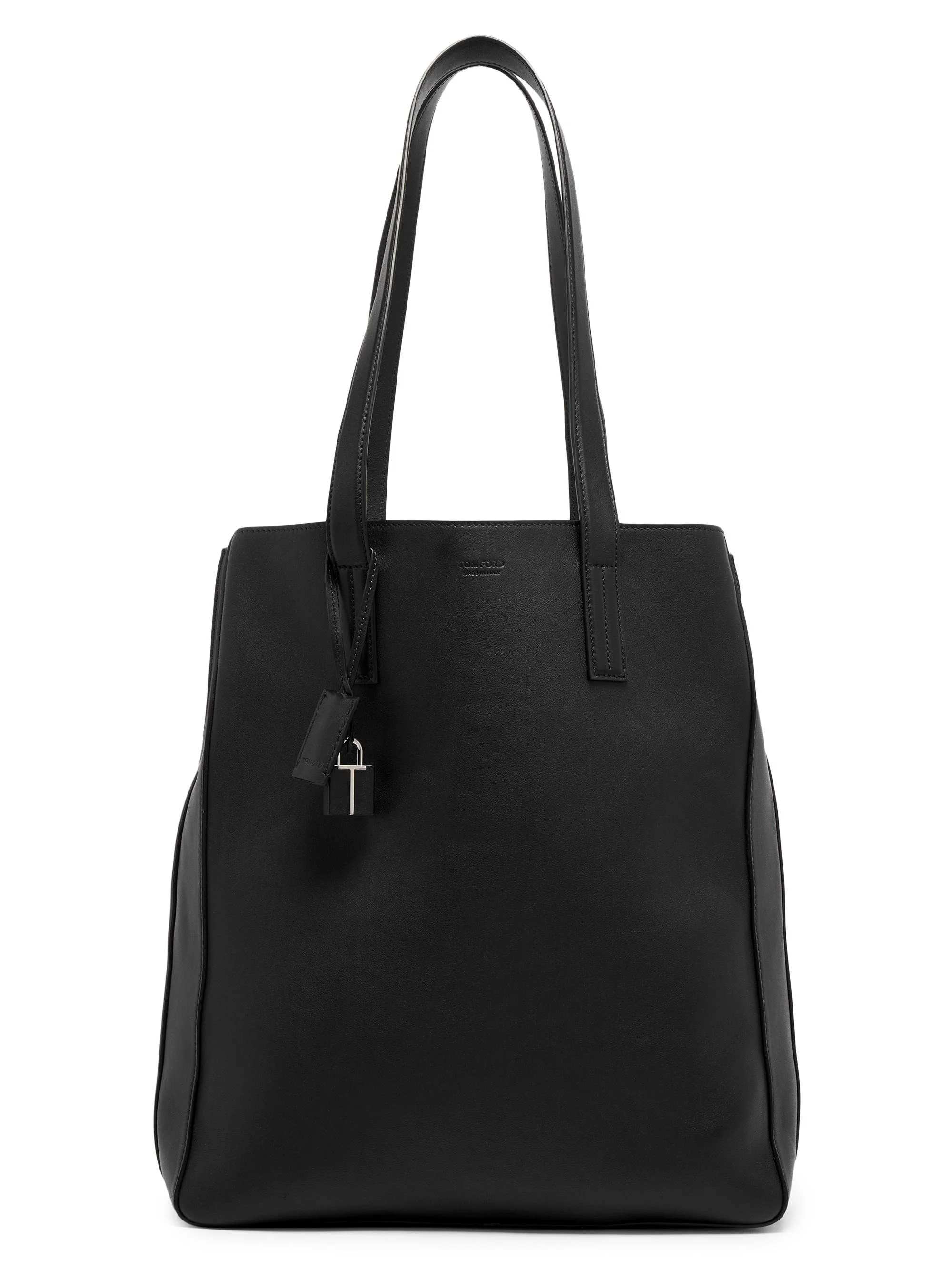 Women's North South Leather Tote Bag - Black - 1