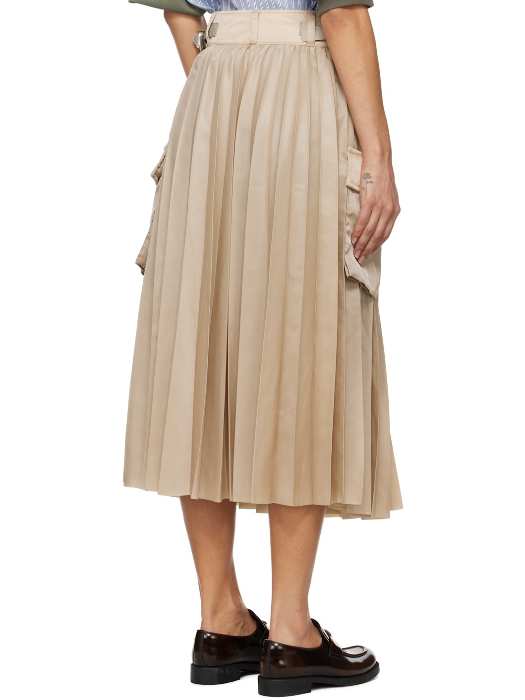 Beige Twill Midi Skirt - 3