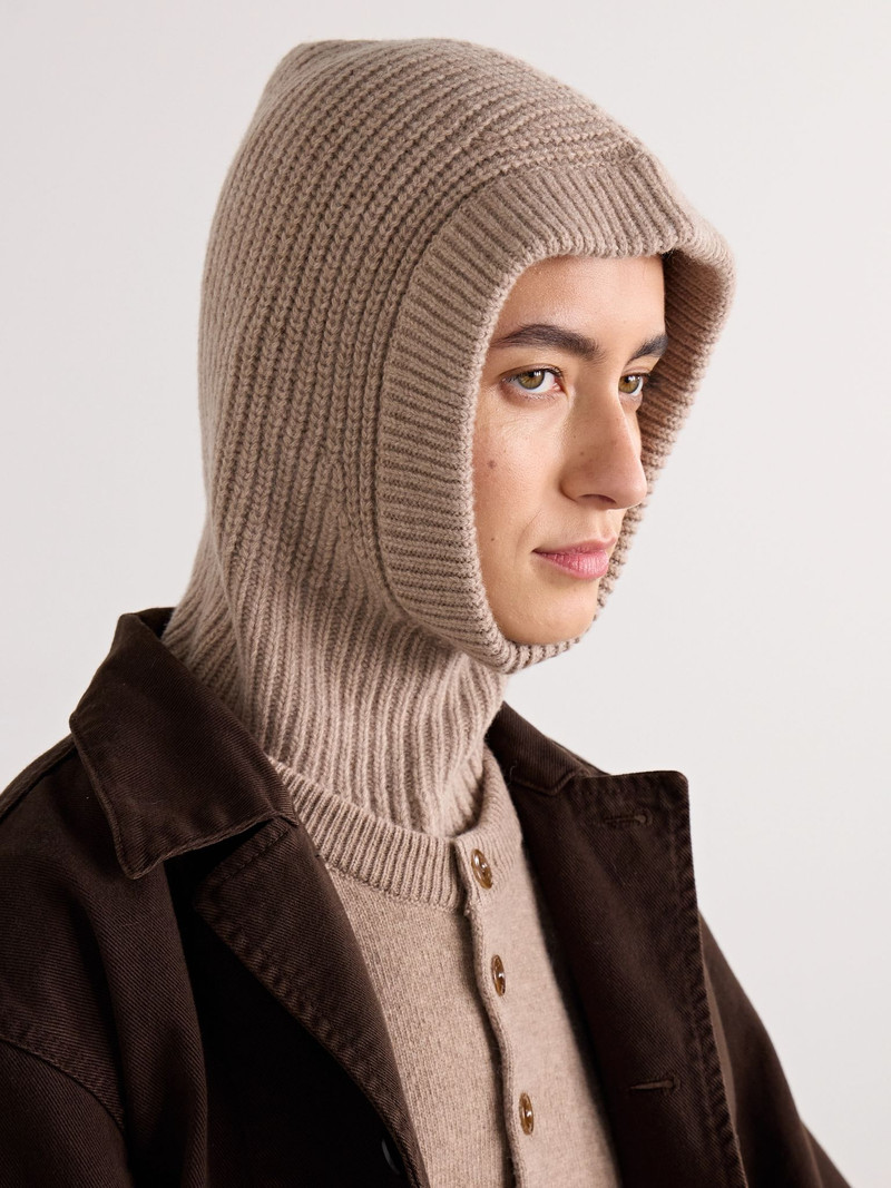 Lemaire Ribbed wool balaclava Beige outlook