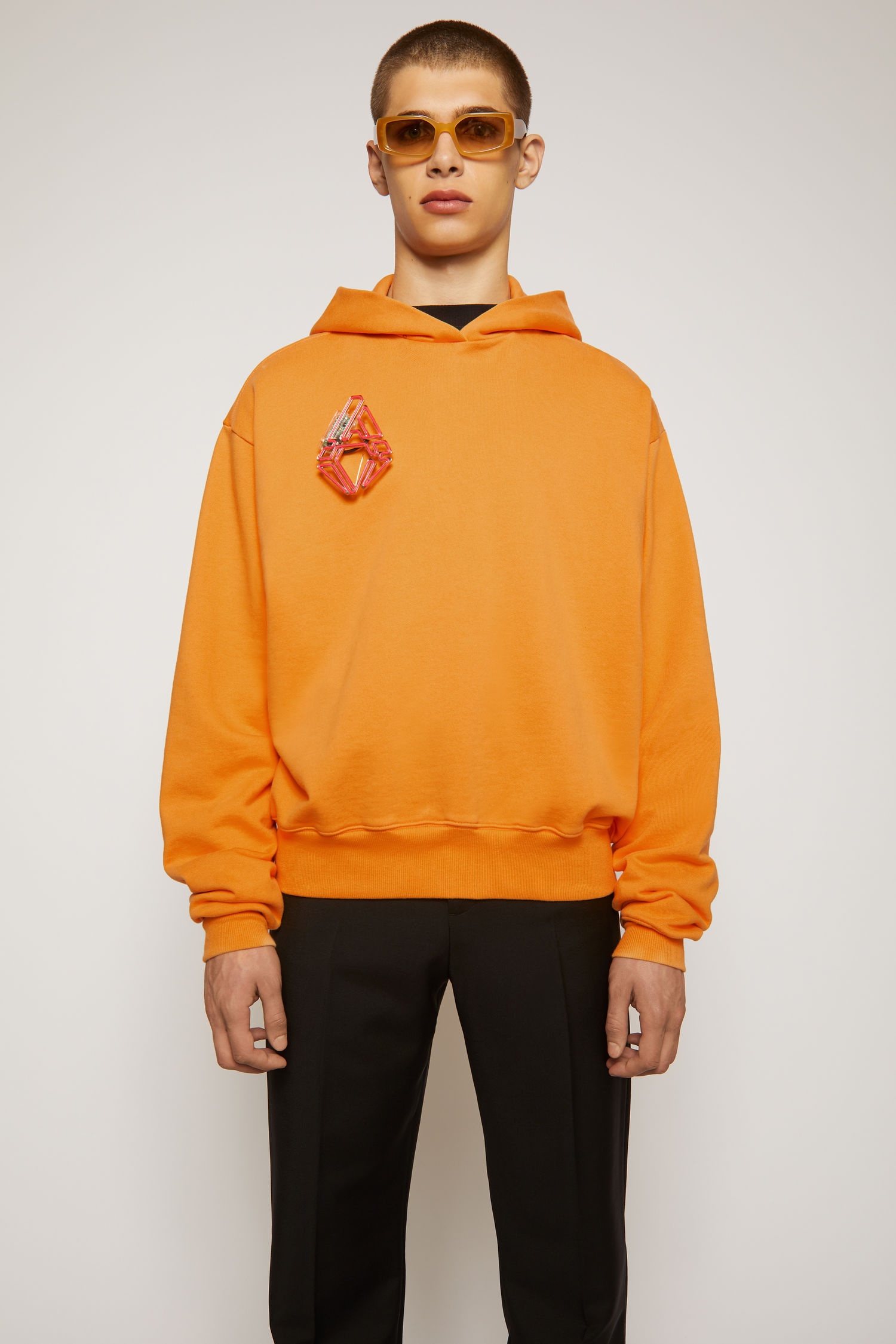 Logo print hooded sweatshirt peach orange - 2