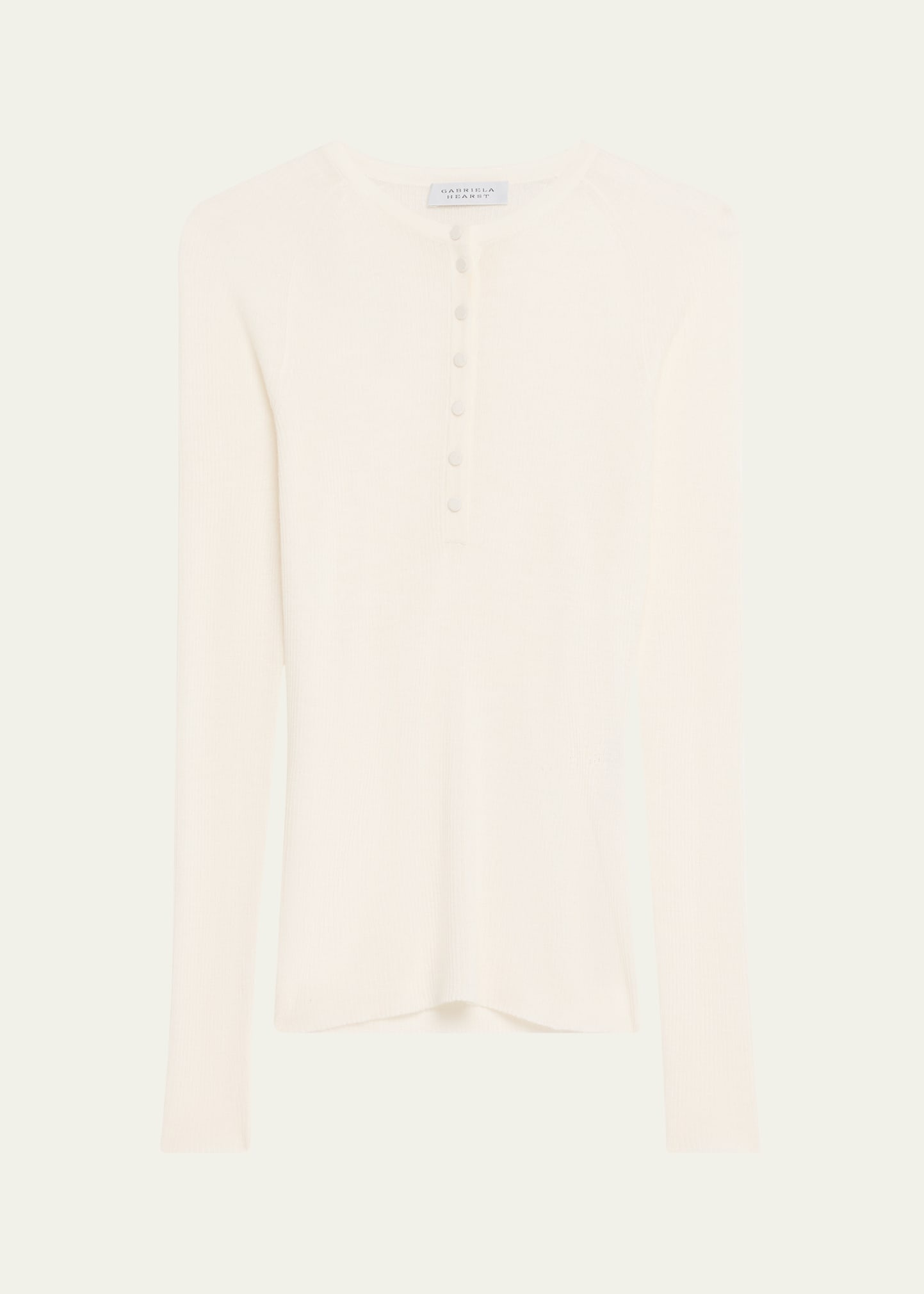 Anges Cashmere Rib Henley Sweater - 1