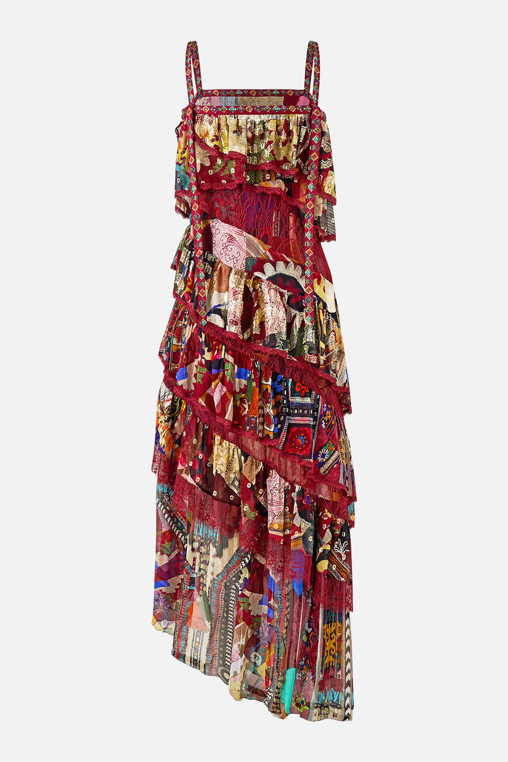 ASYMMETRIC SPLICED LACE DRESS - 7