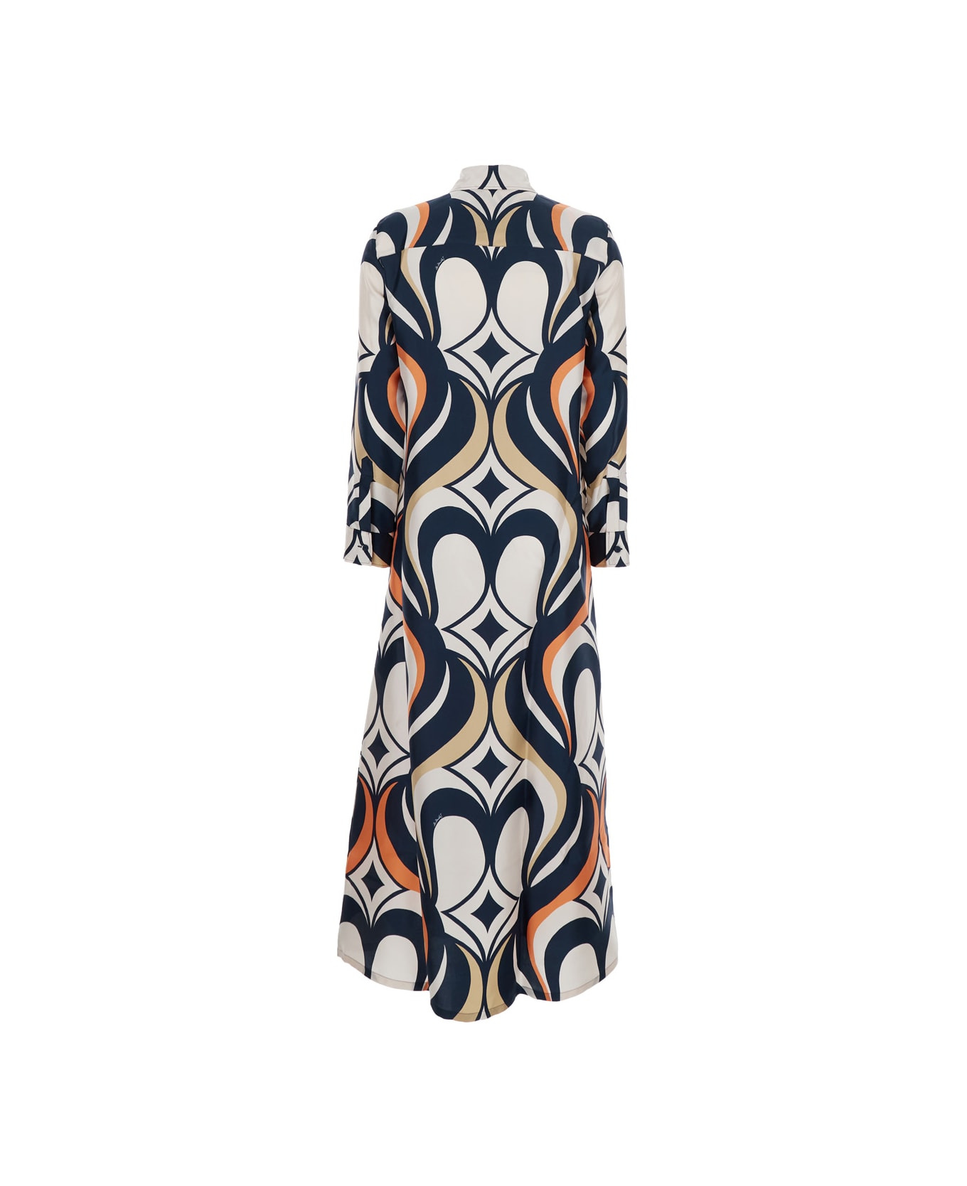 Multicolor Long Dress With All-over Geometric Motif In Fabric Woman - 2