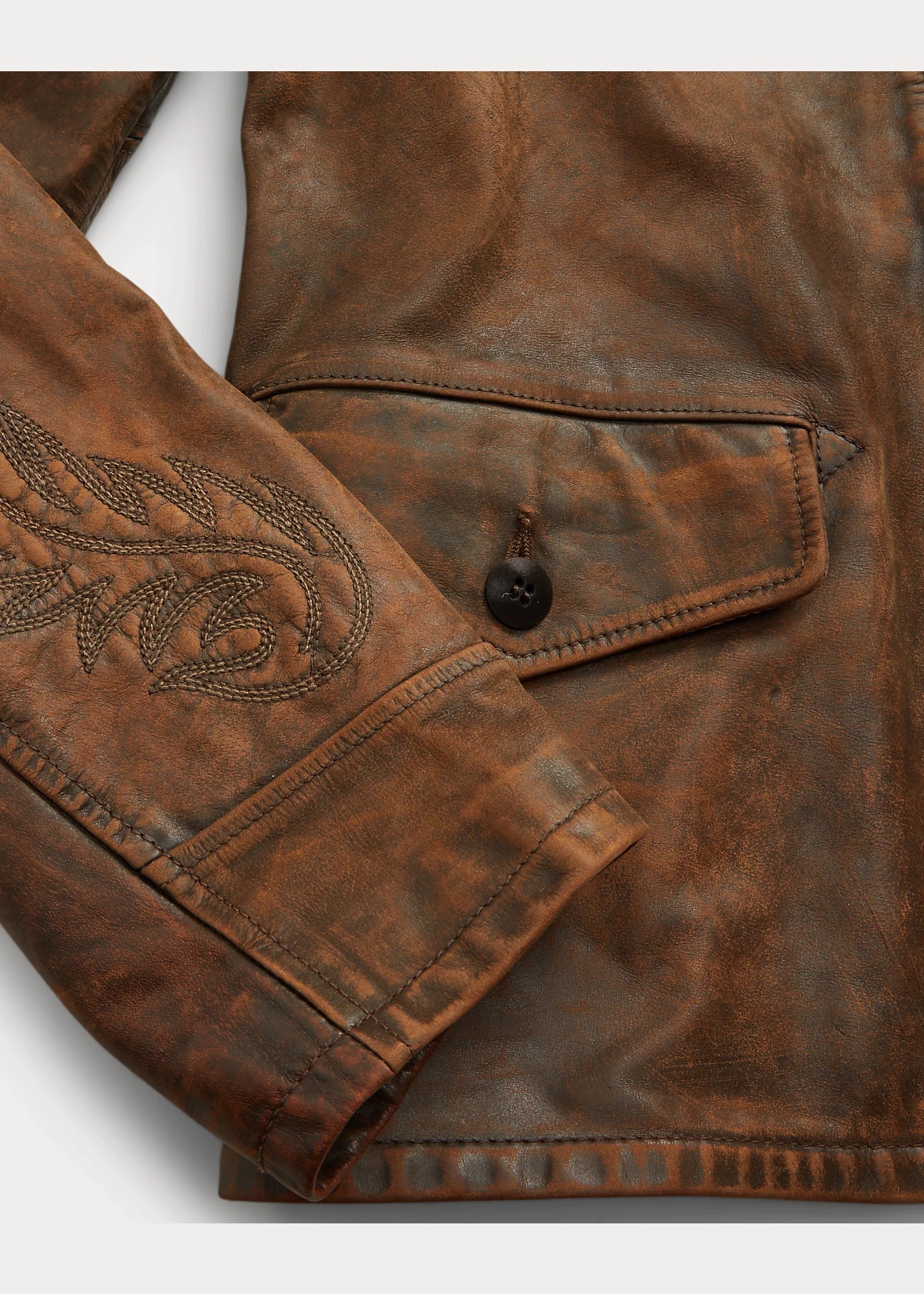 Embroidered Leather Jacket - 4
