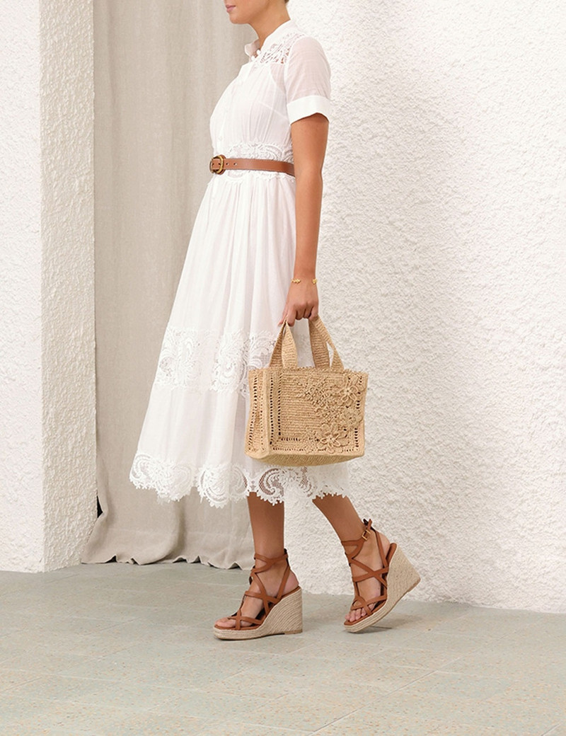 Zimmermann POP LACE TRIMMED MIDI DRESS - 1164DSS244IVO | REVERSIBLE