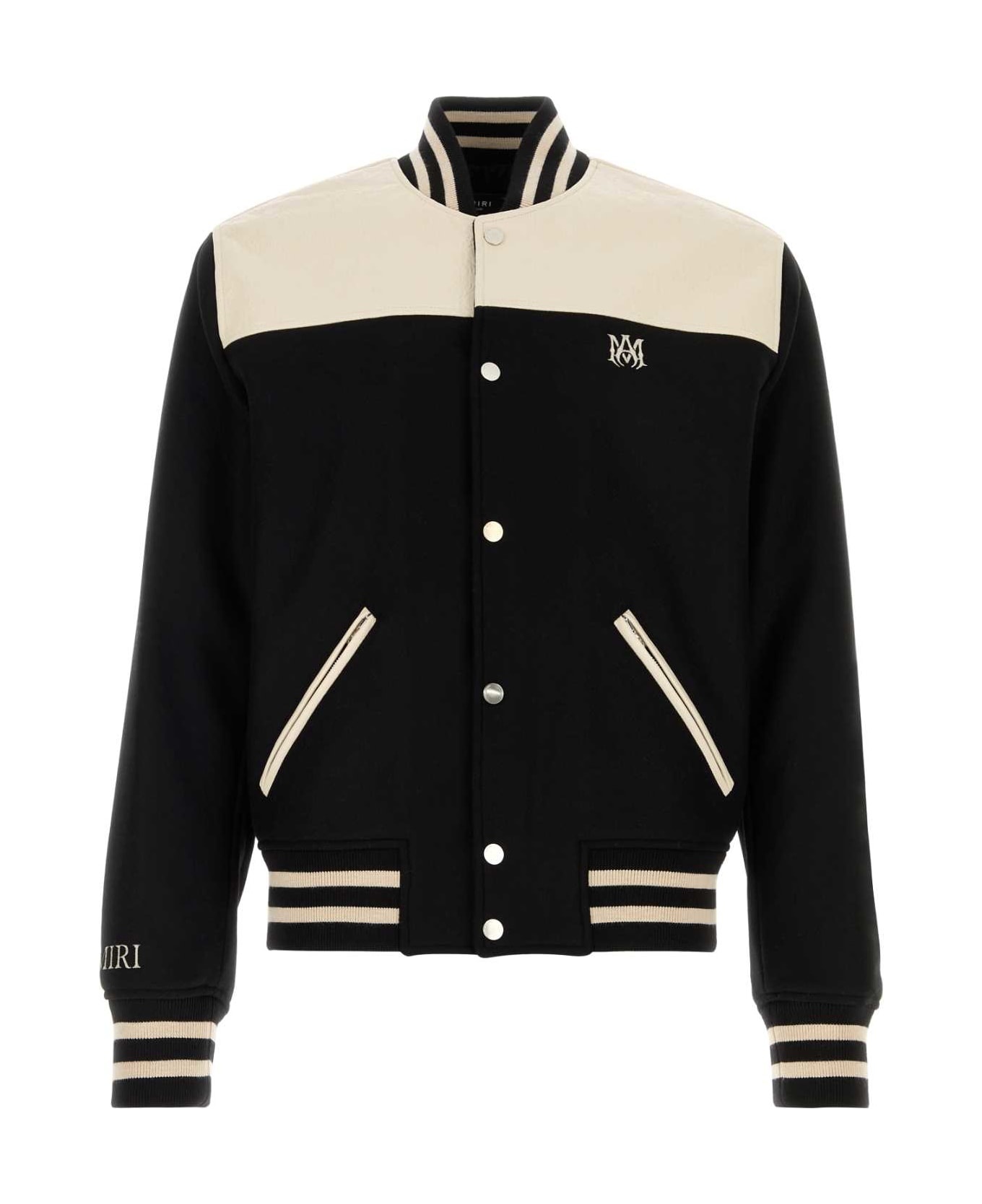 Two-tone Wool Blend Bomber Jacket - 1