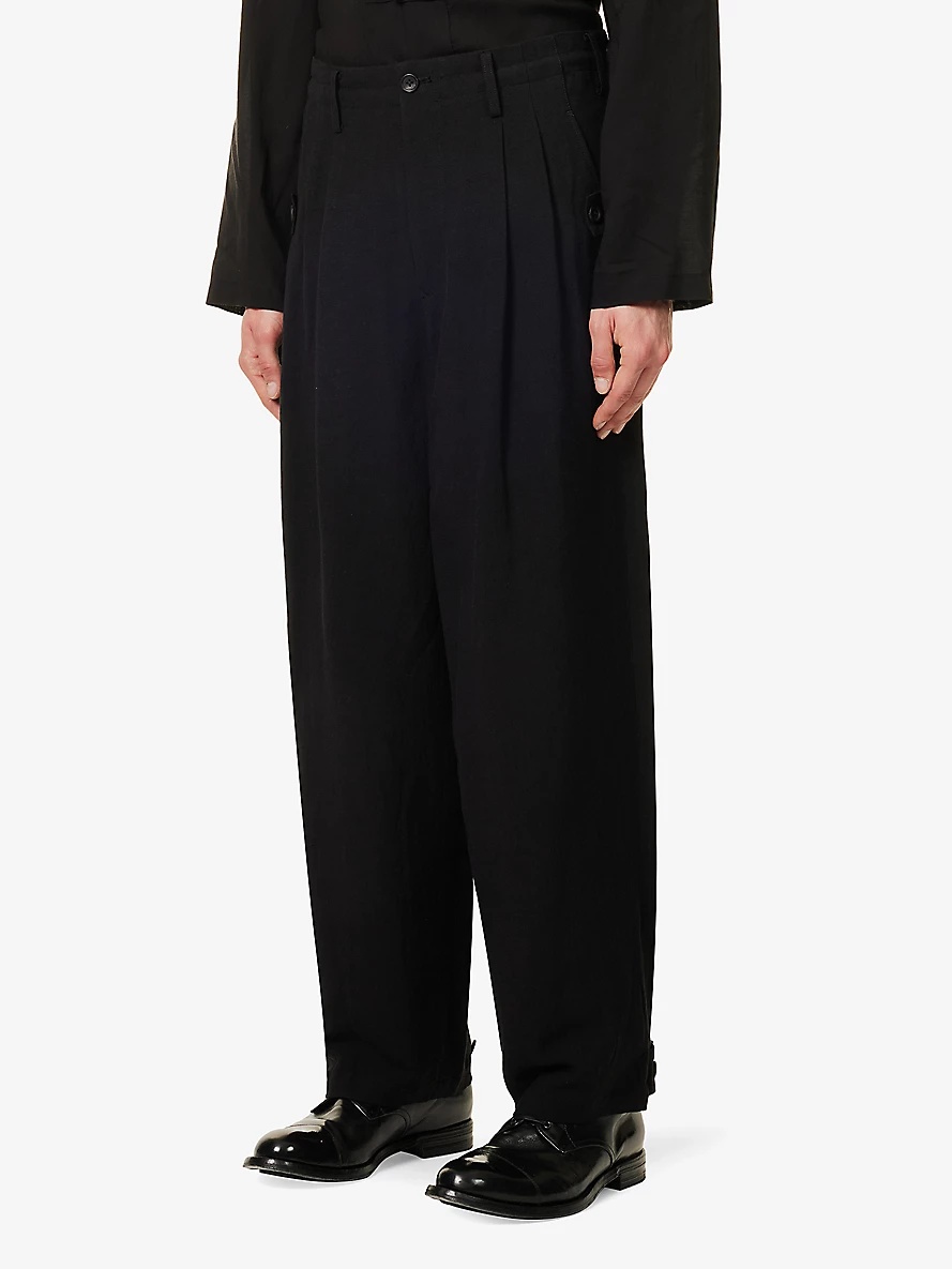Wide-leg relaxed-fit linen-blend trousers - 3