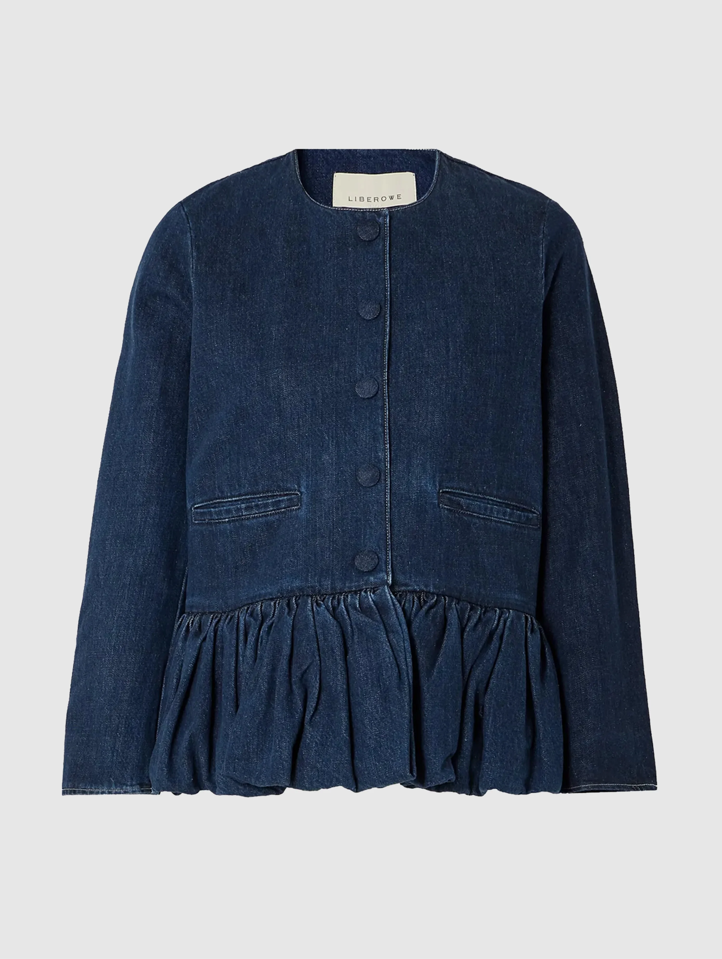 DENIM PEPLUM JACKET - 1