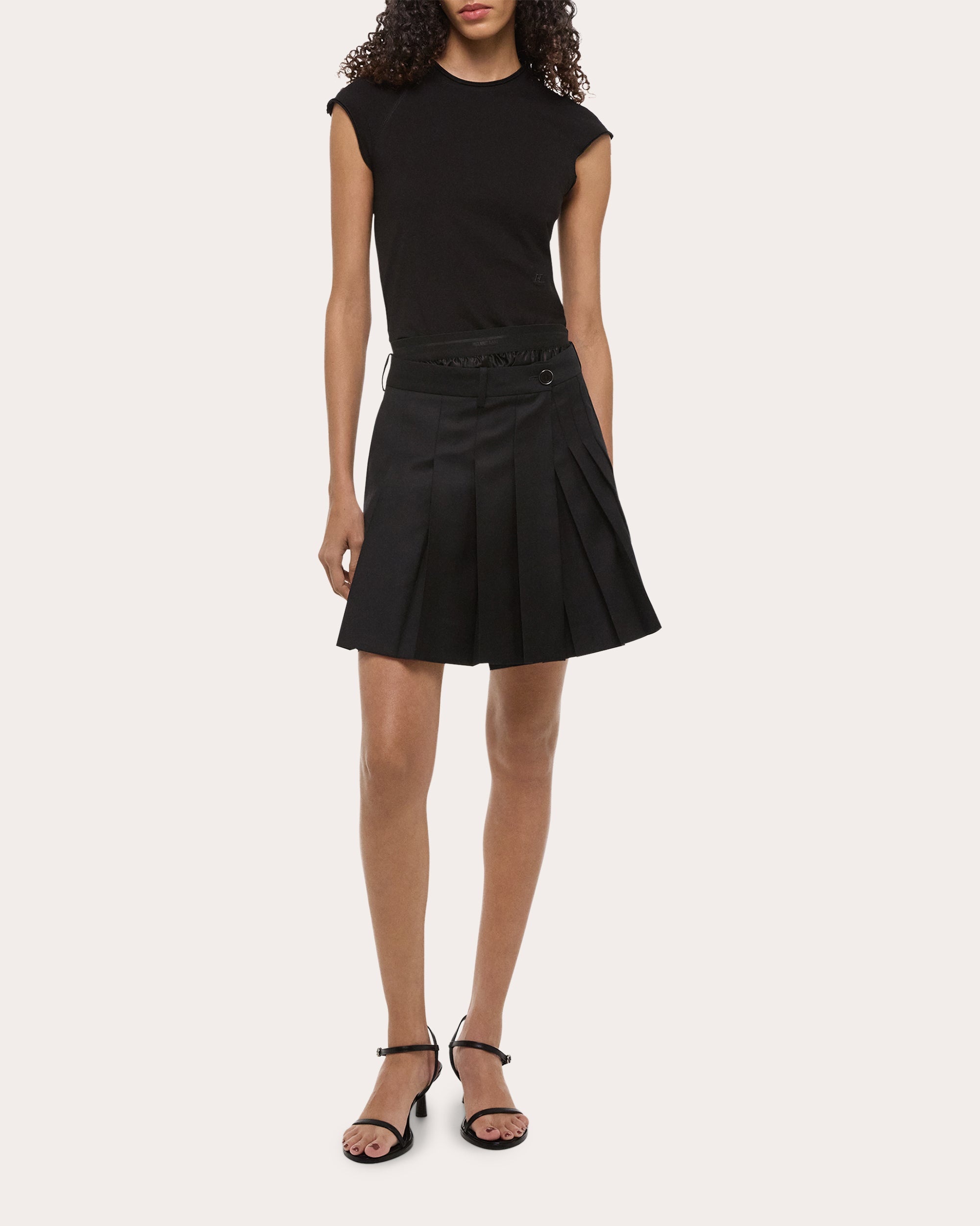 Pleated Wool Twill Layered Wrap Skort - 5