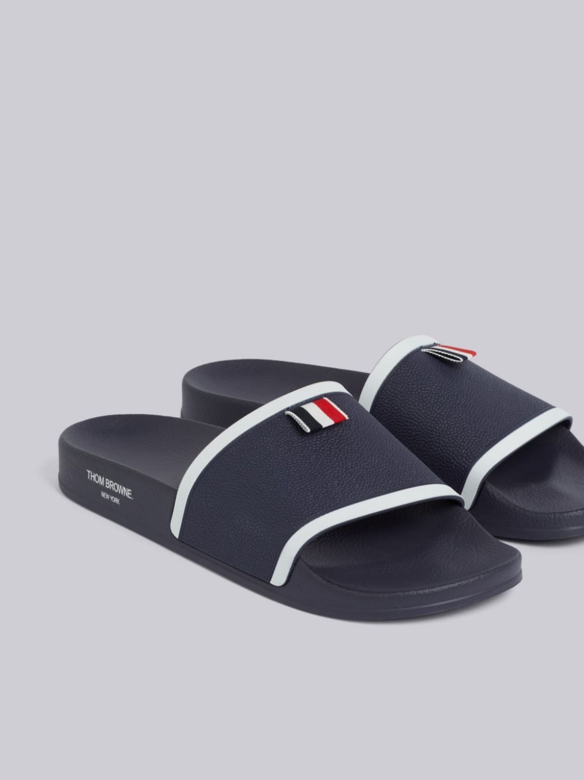 Thom Browne grosgrain-trim terrycloth slides | REVERSIBLE