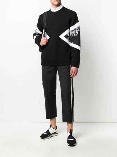 Neil Barrett contrasting side panel cropped trousers outlook