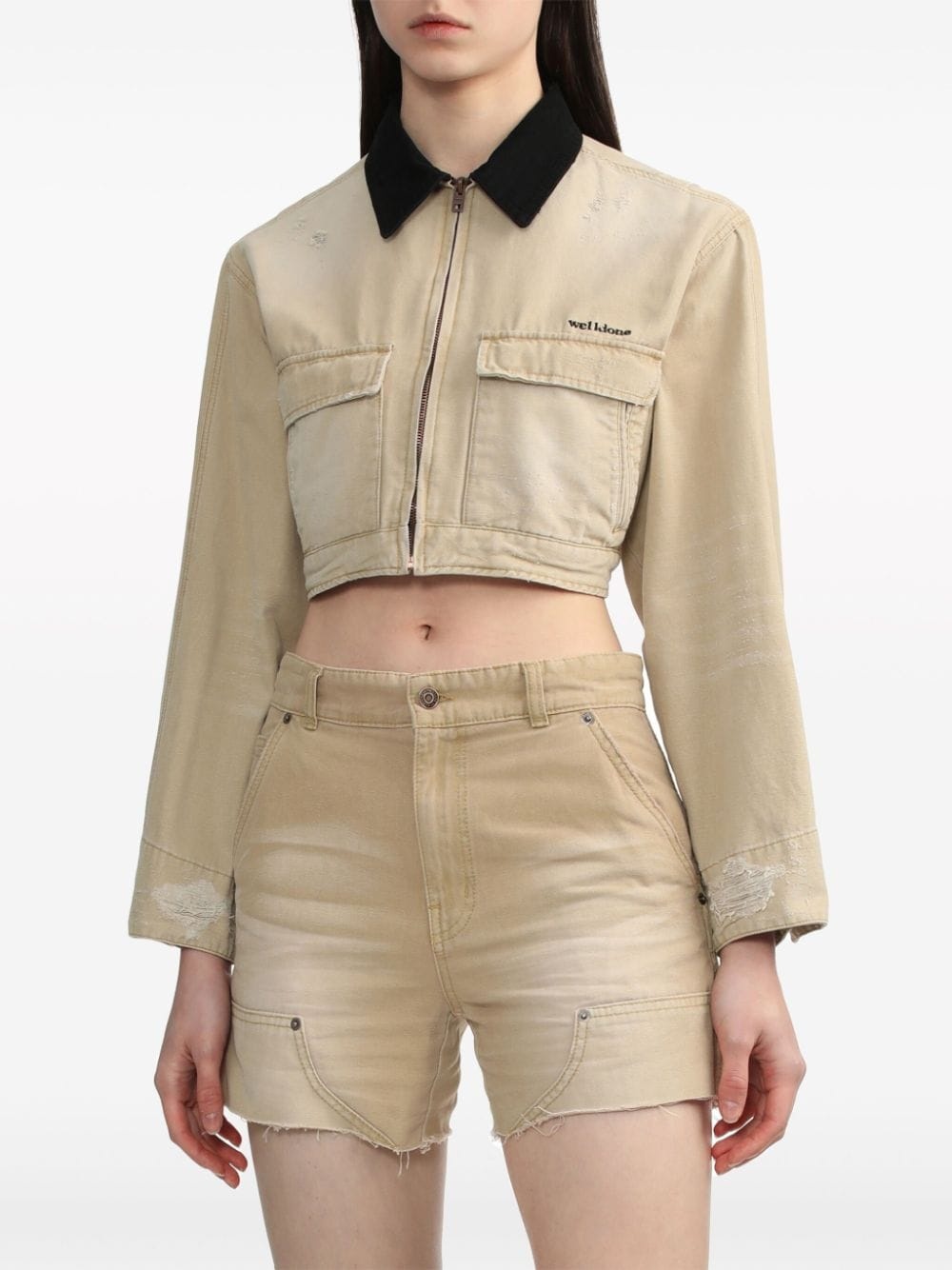 Oxford cropped denim jacket - 3