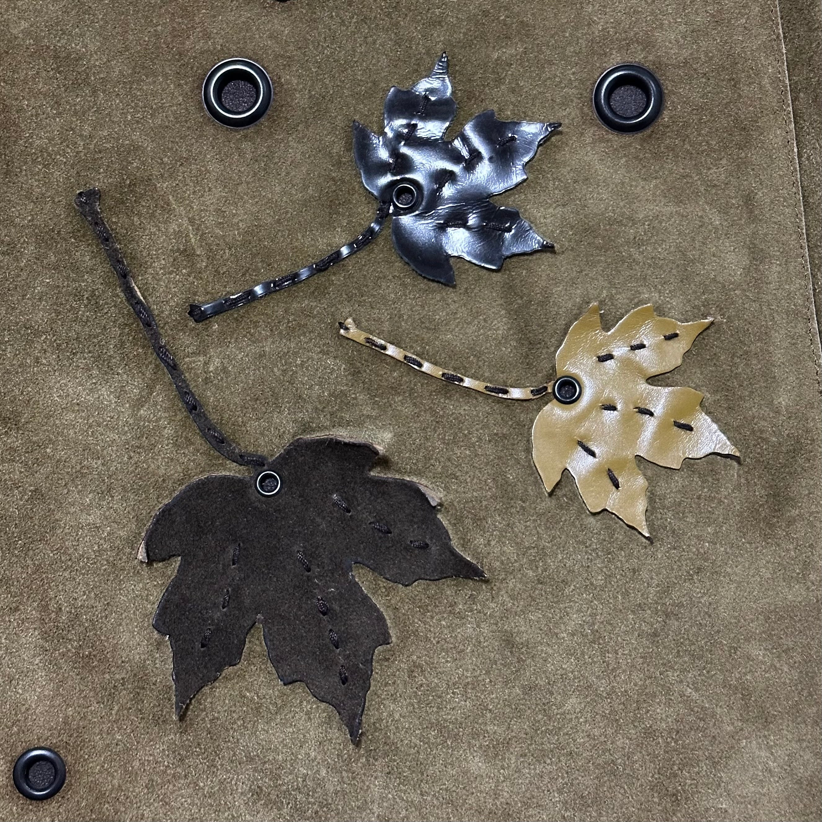 Prada PRADA Fall Winter 1999 Appliqué Leaves Suede Midi Skirt