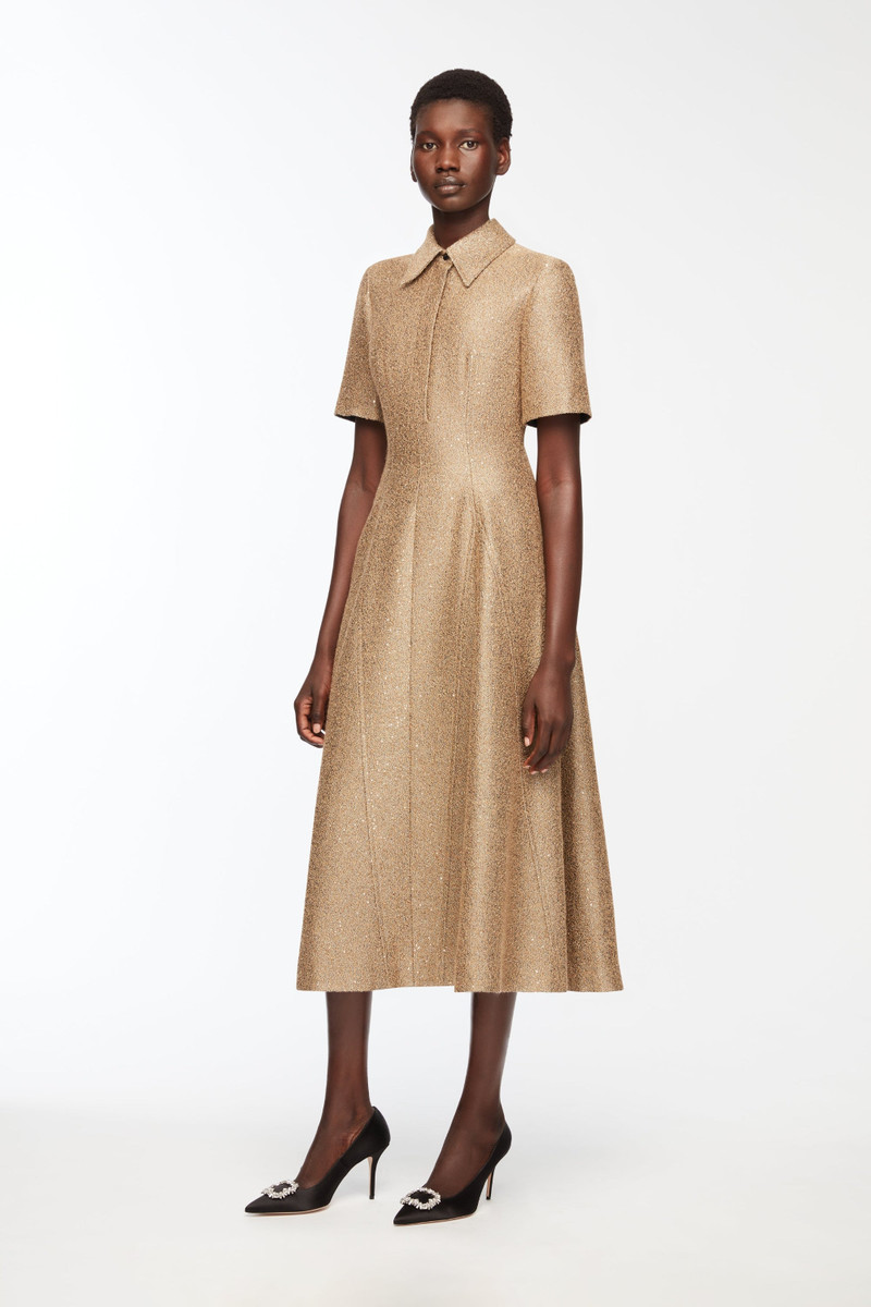 EMILIA WICKSTEAD Eleodoro Dress In Gold Sequin Tweed outlook
