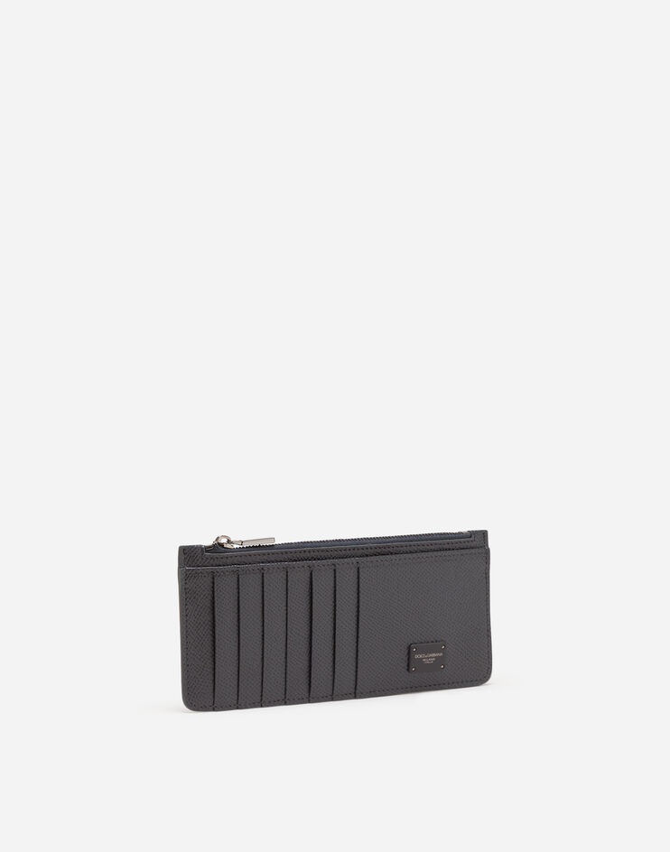 Dauphine calfskin vertical card holder with branded tag - 2
