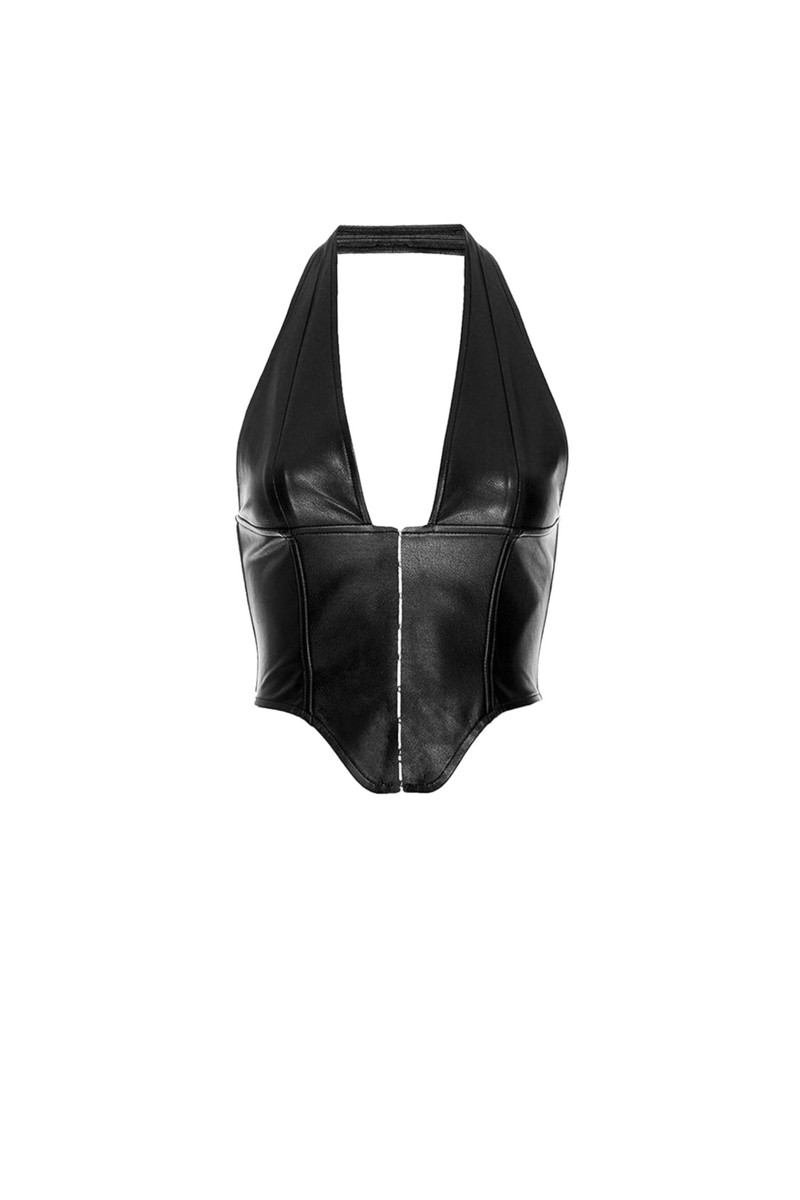miaou MARA CORSET - BLACK VEGAN LEATHER outlook
