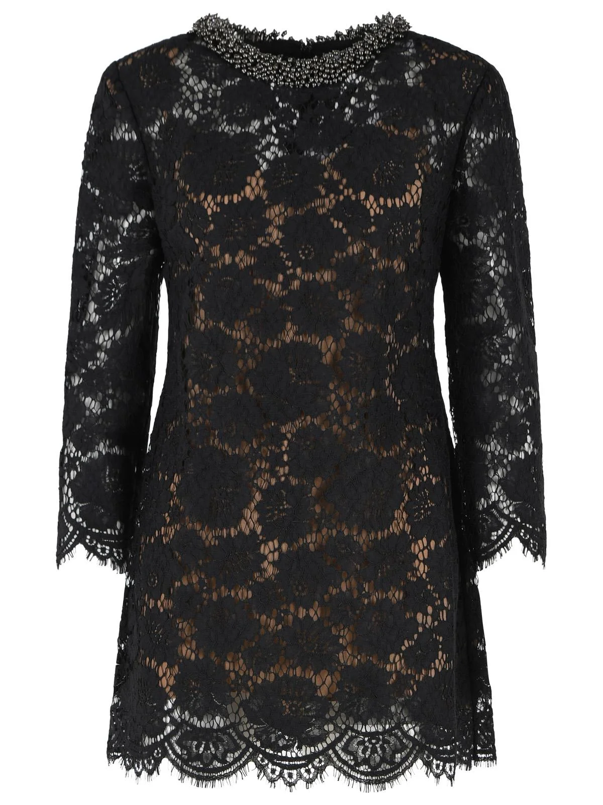 Self-Portrait Cotton Blend Mini Dress Black - 1