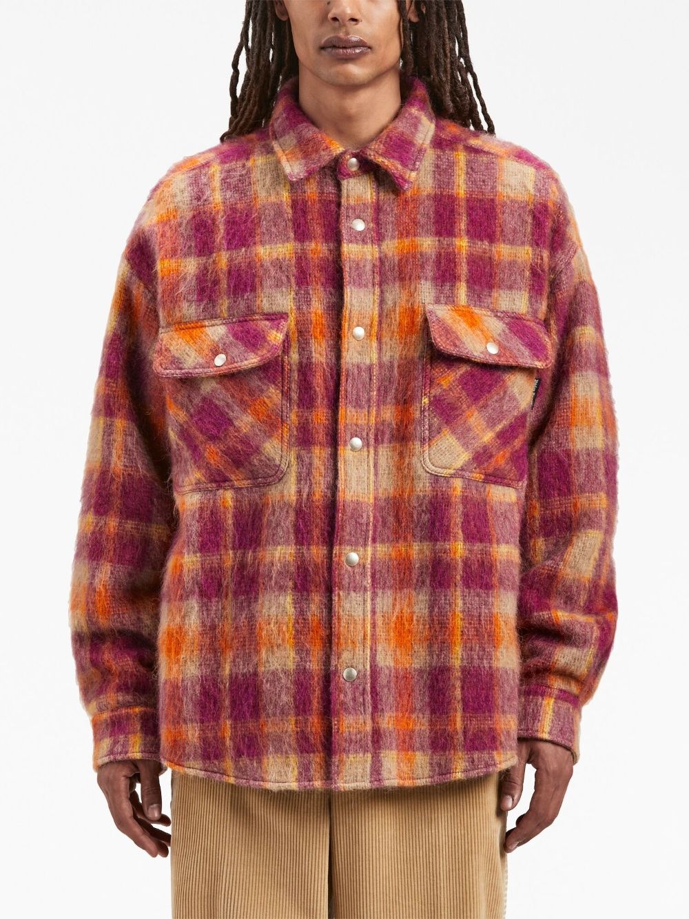 plaid-print shirt jacket - 3