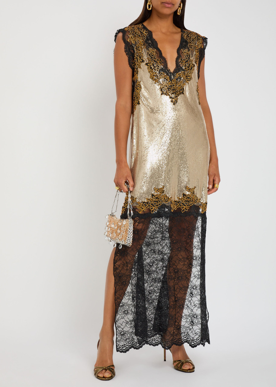 Rabanne Lace-trimmed Embellished Chainmail Gown - 4