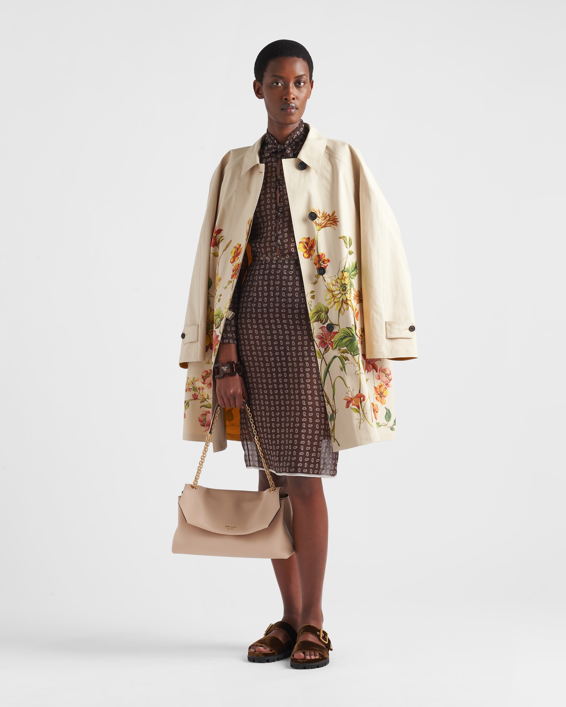 Printed cotton single-breasted coat - 2