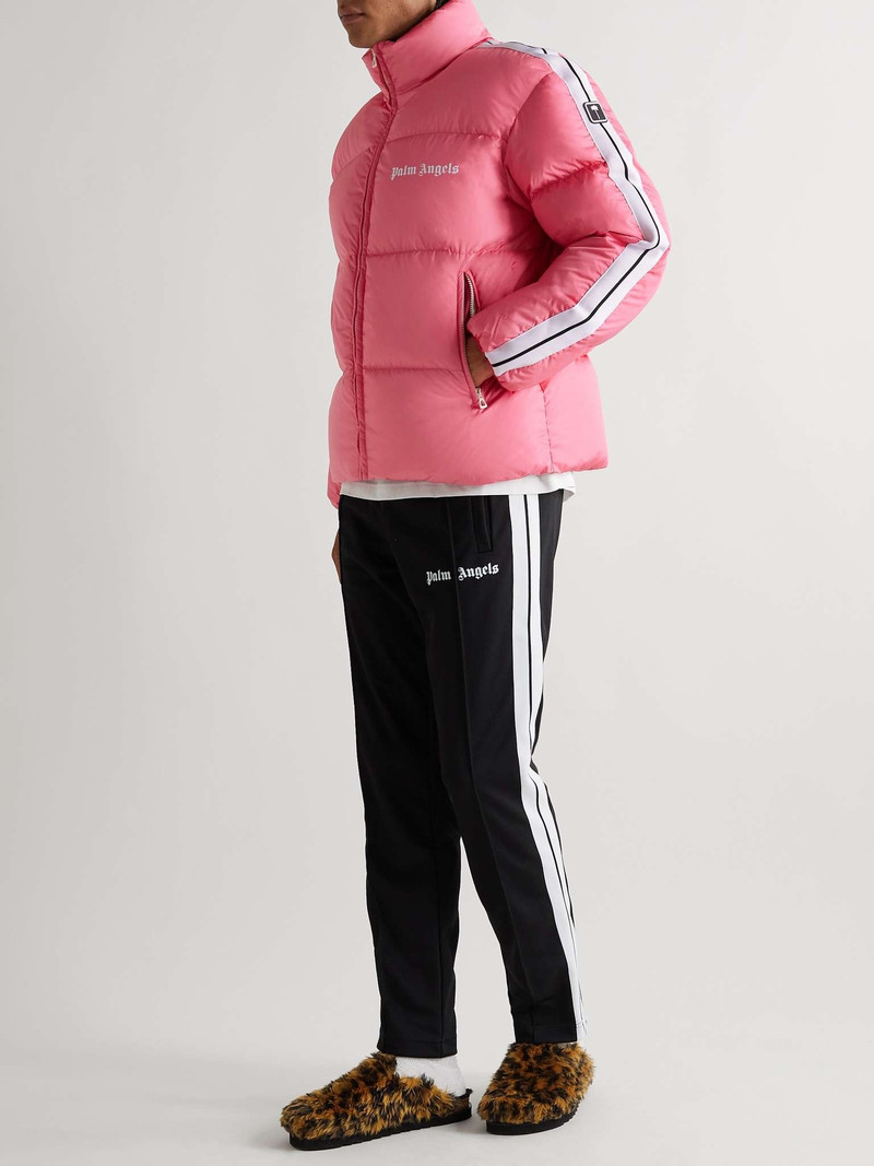 Palm Angels Striped Appliquéd Logo-Print Quilted Down Jacket outlook