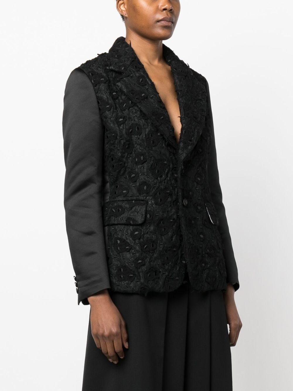 embroidered single-breasted blazer - 3