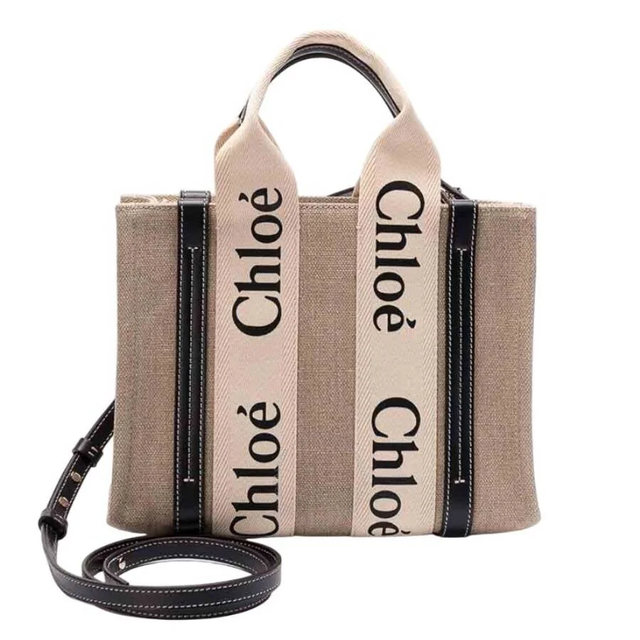 Chloe Woody Small Linen Tote Bag - 1