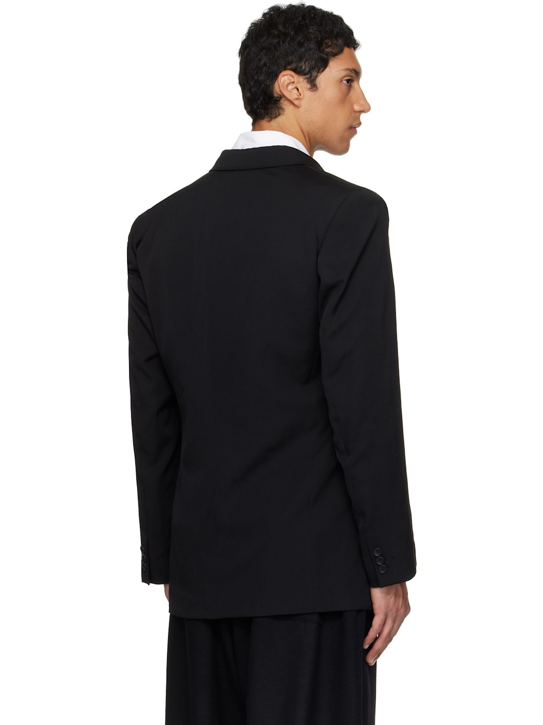 Black Suit Gabardine CDH 3Buttons Blazer - 3