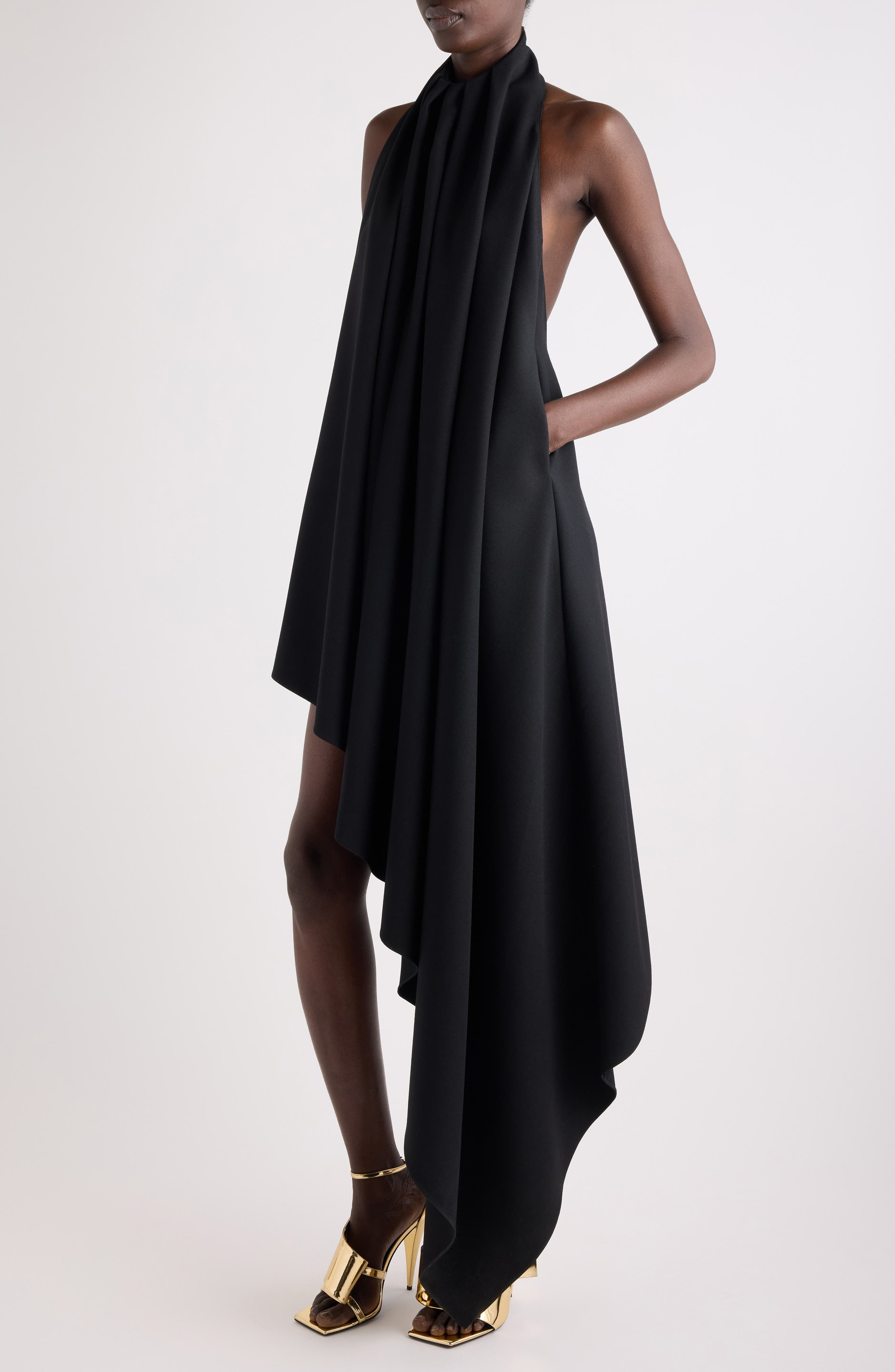 Givenchy Wool Asymmetric Halter Dress in Black at Nordstrom - 5