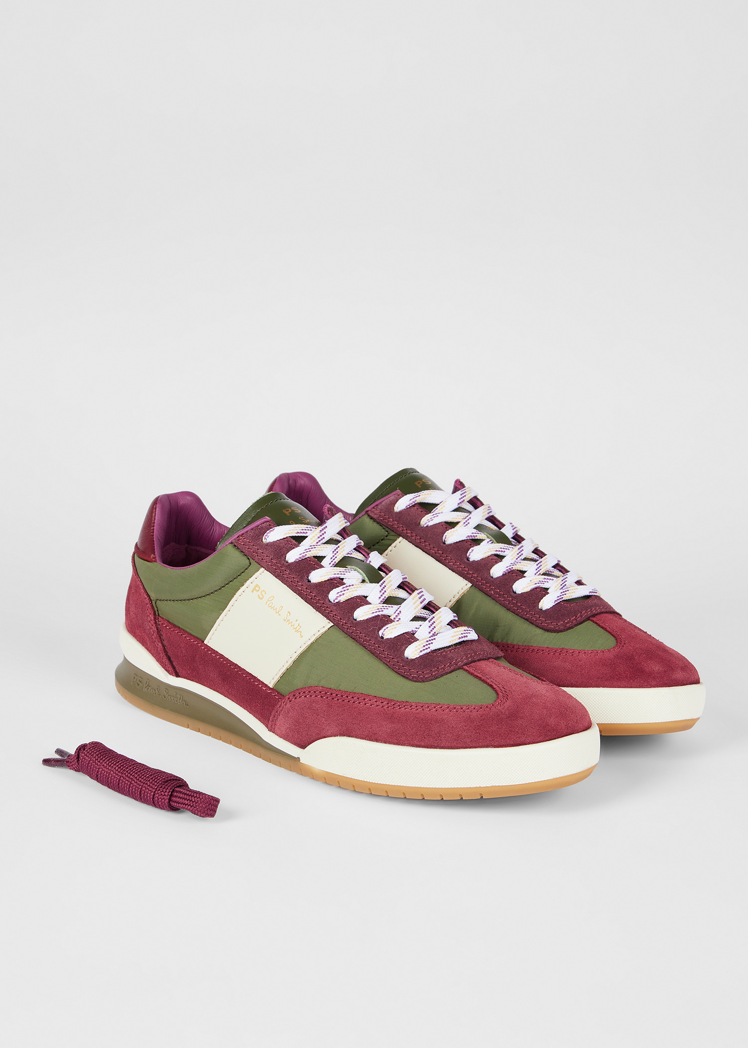 Burgundy and Khaki 'Dover' Trainers - 4