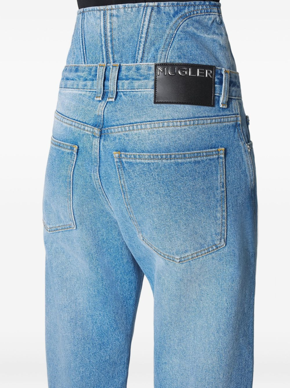 corset-detail curved jeans - 4