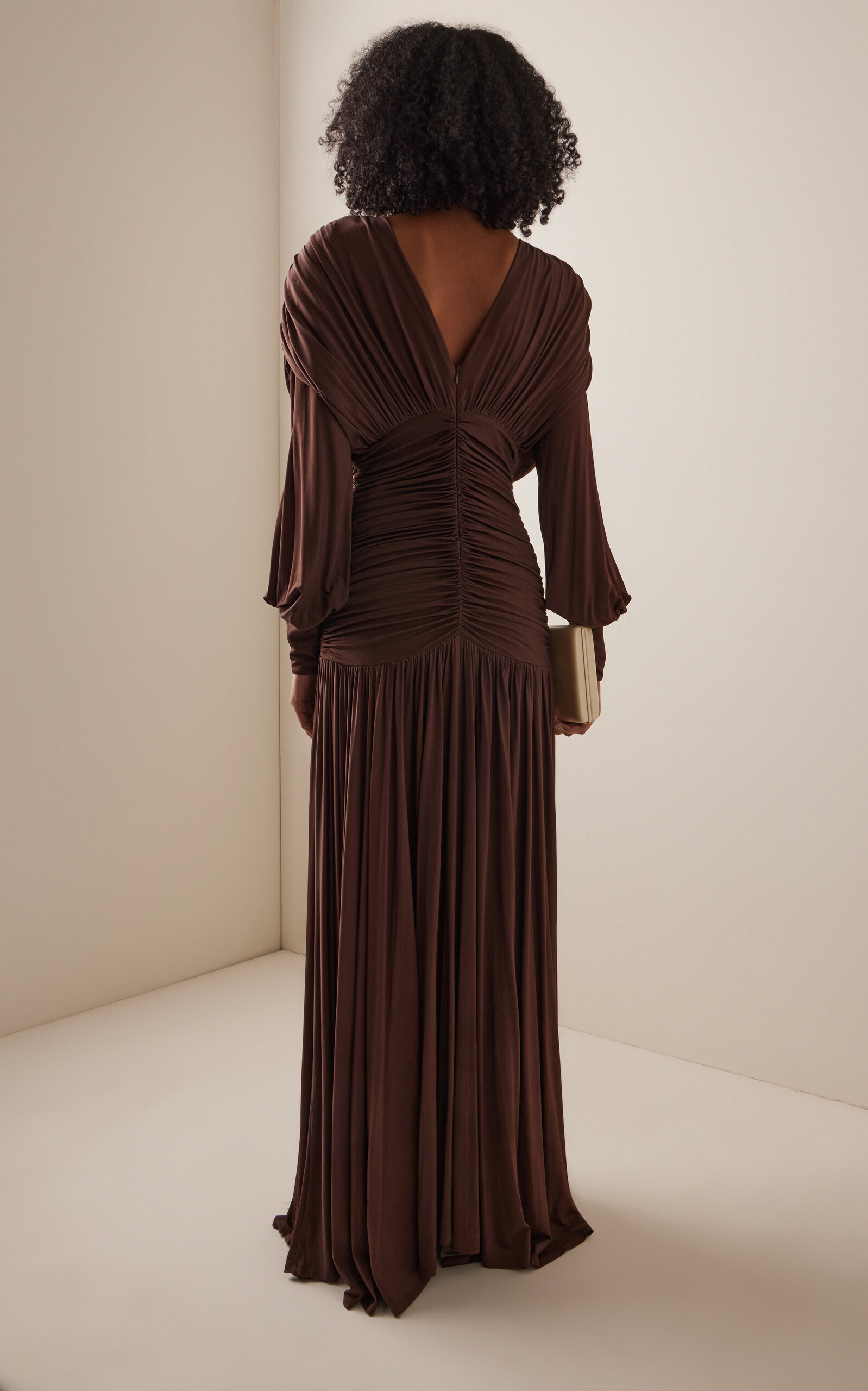 Silvio Ruched Midi Dress brown - 4