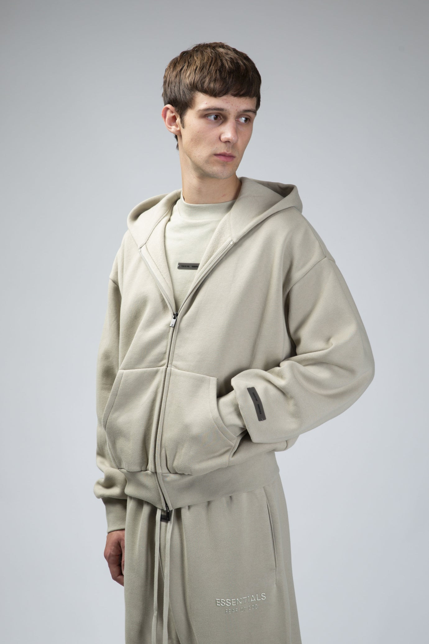 Classic Fit Fleece Zip-Up Hoodie Abbey Stone - 5