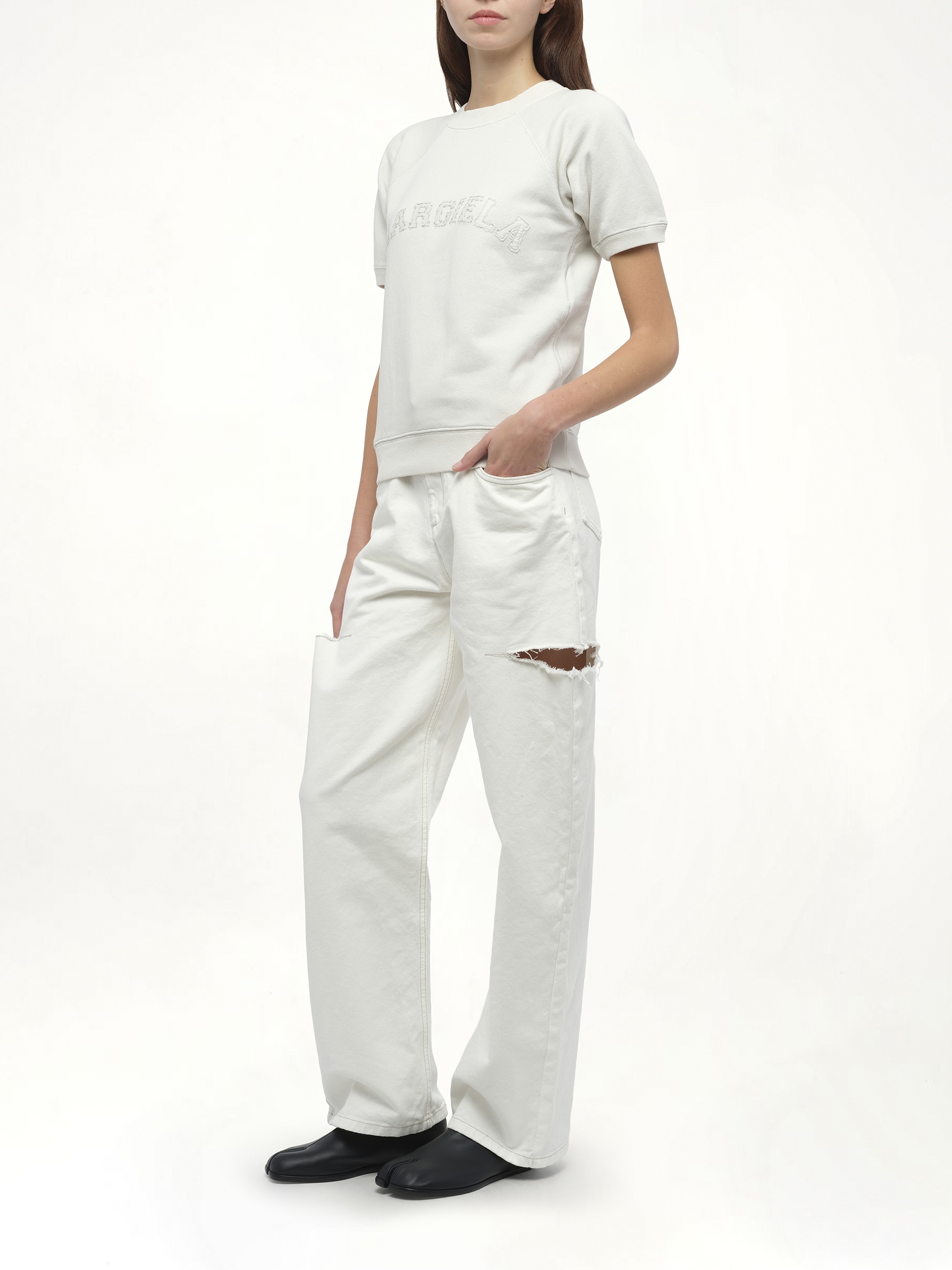 Margiela Short Sleeve Sweatshirt in Butter - 4