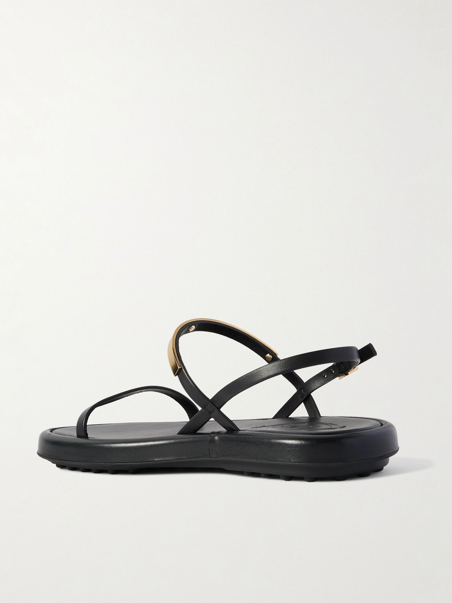 Embellished leather slingback sandals Black - 3