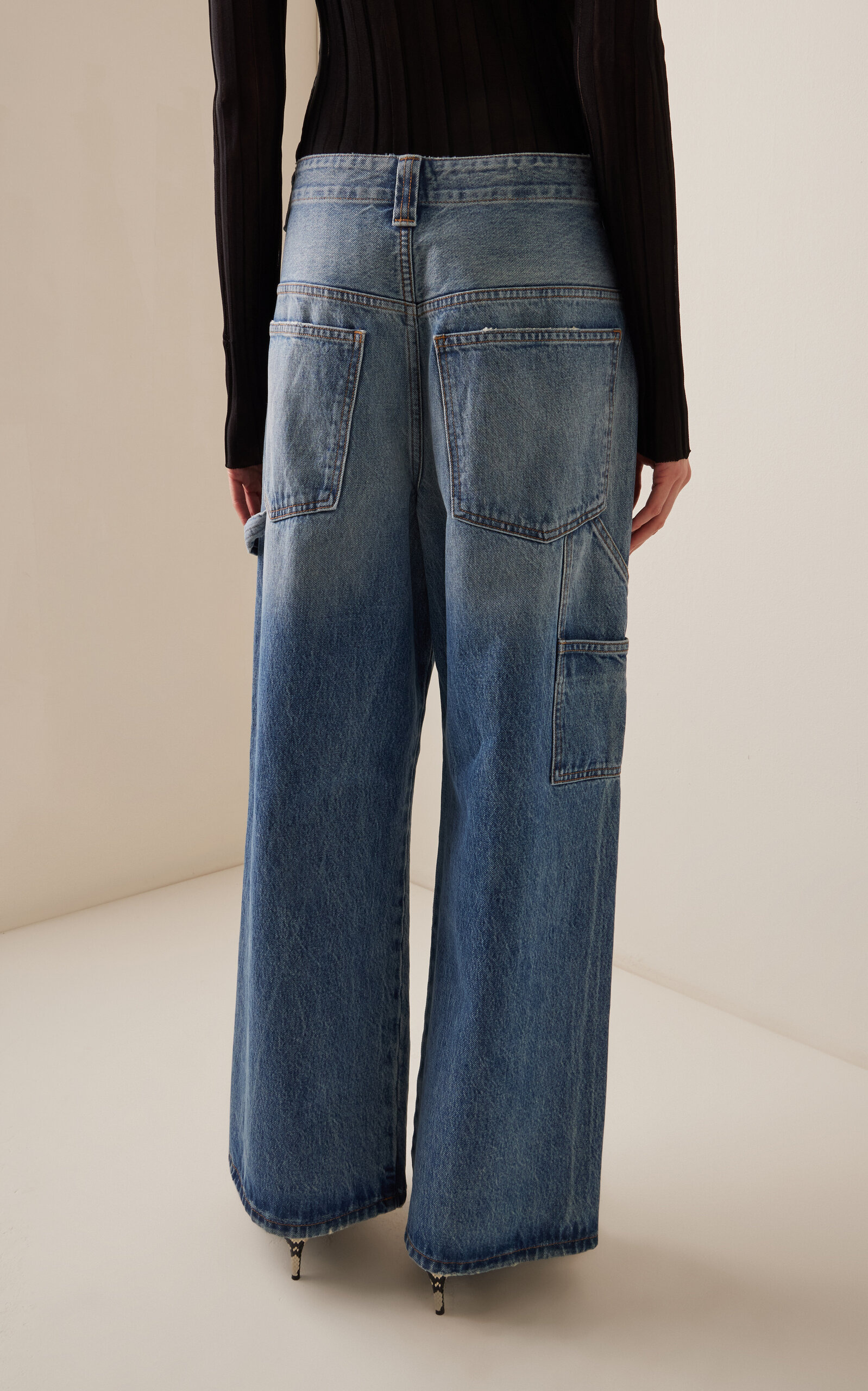 Sowen Rigid Mid-Rise Wide-Leg Jeans medium wash - 4