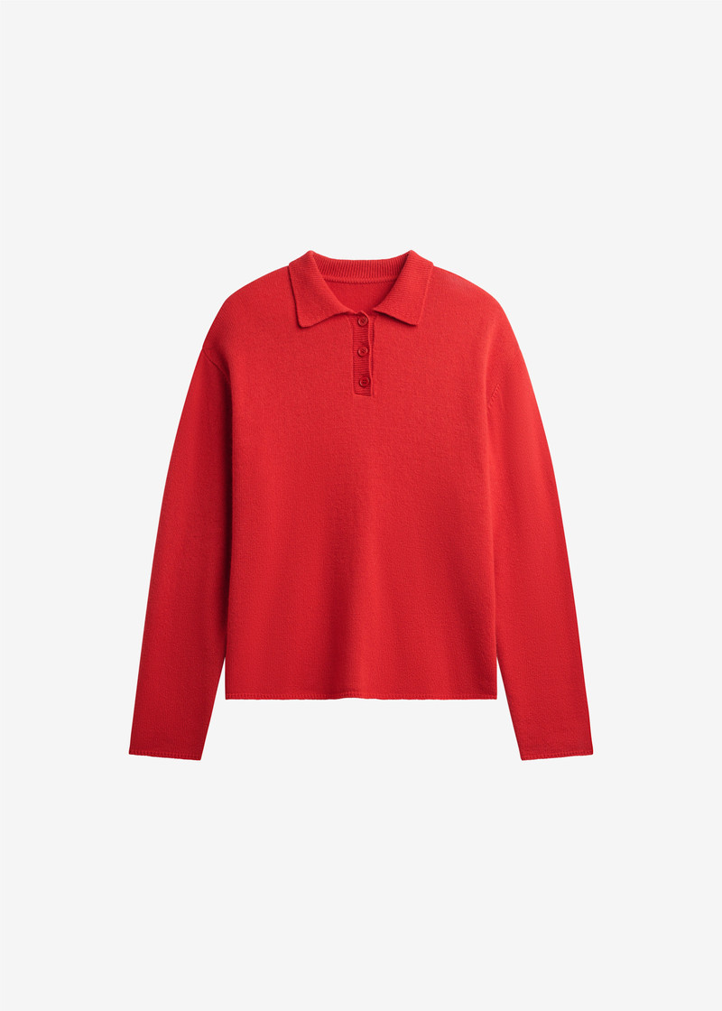 Bresica Knit Polo Sweater - Red 1