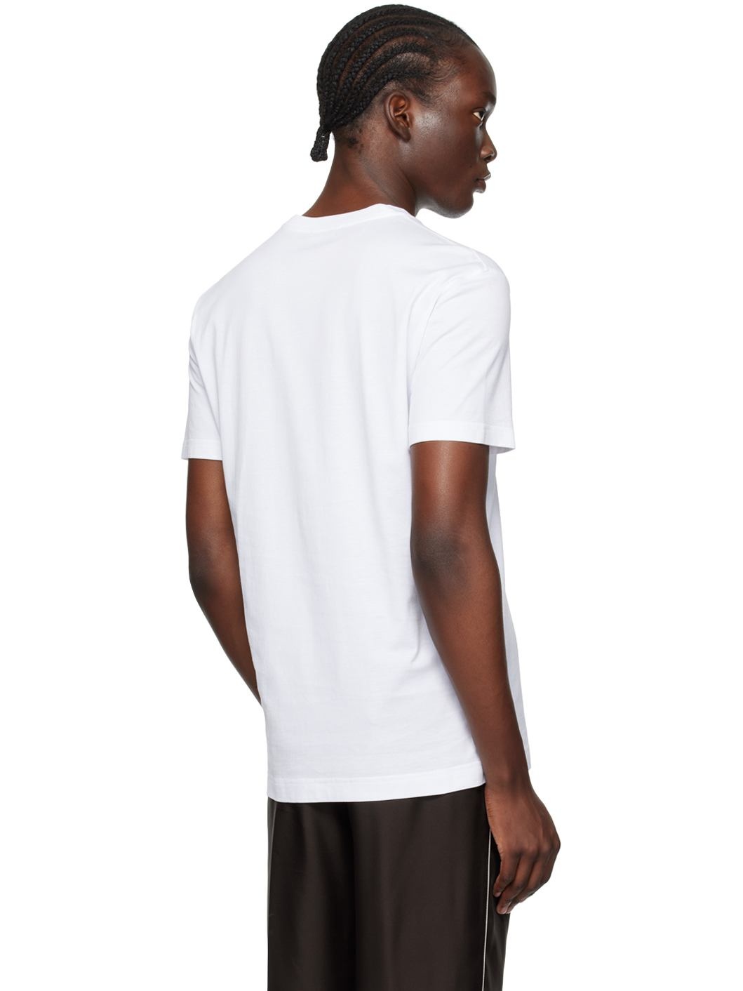 Dolce & Gabbana White Flocked-Logo T-Shirt | ssense | REVERSIBLE