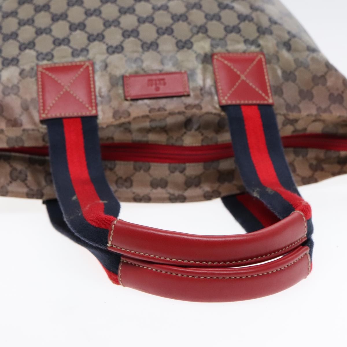 GUCCI GG Crystal Sherry Line Tote Bag Gold Red Navy - 8