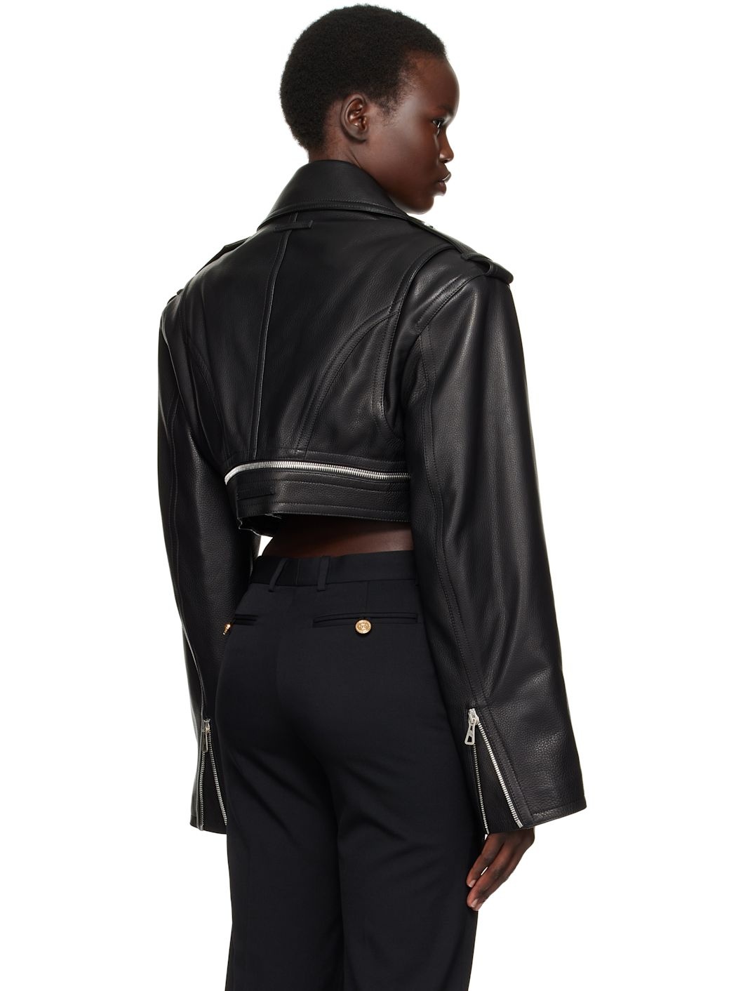 Black 'The Cropped Perfecto' Leather Jacket - 3