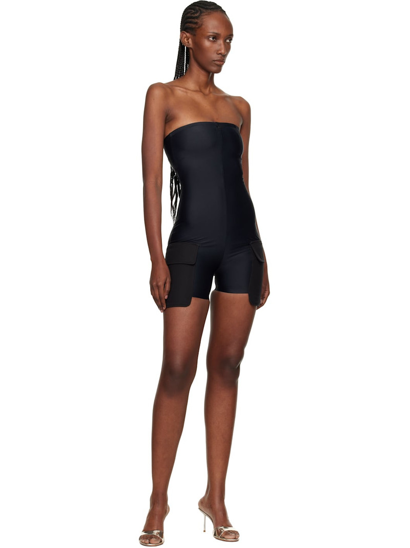 courrèges Black 2-Pocket Jersey Bustier Overall Jumpsuit outlook
