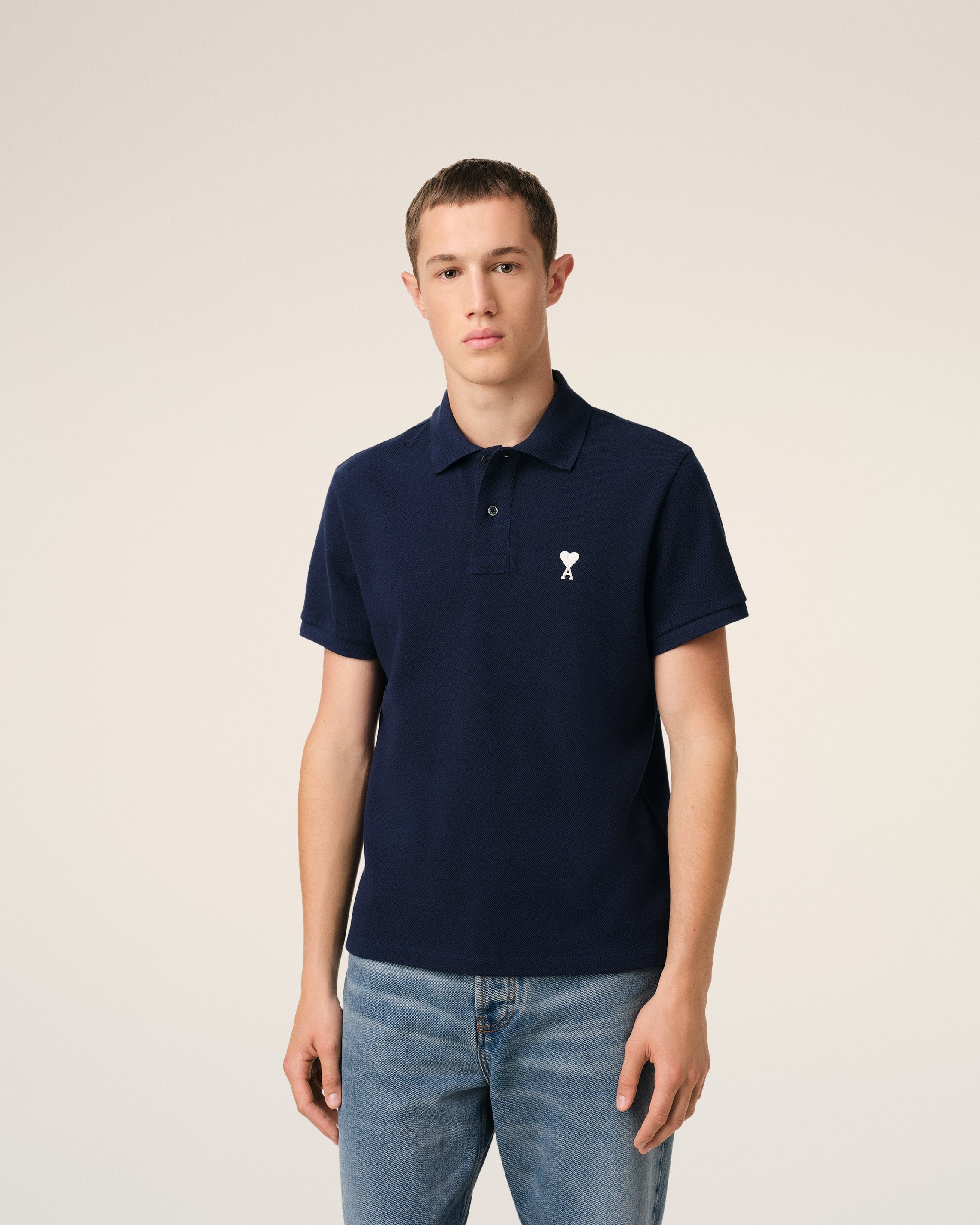 NAVY COTTON AMI DE COEUR POLO SHIRT - 3