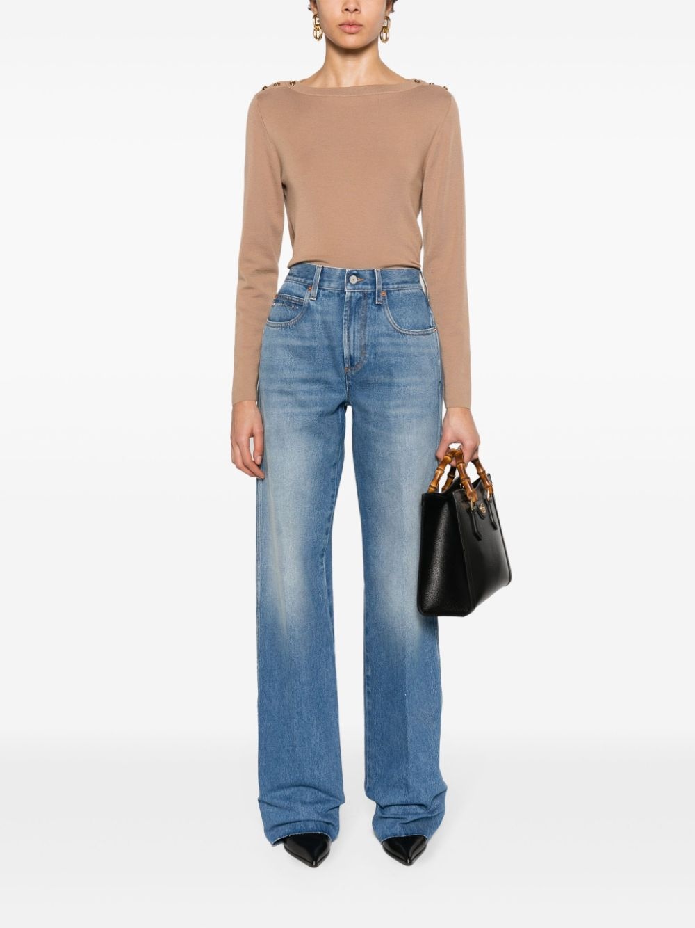 shoulder button cashmere jumper - 2
